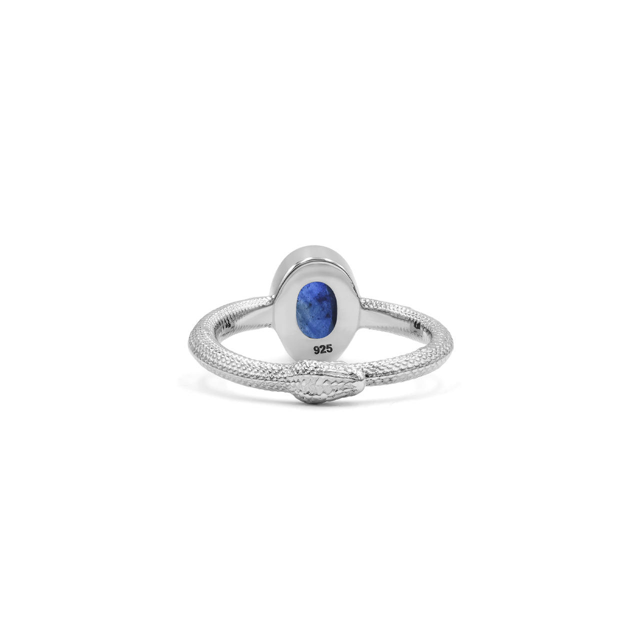 Starborn Ouroboros Ring with Oval Faceted Sapphire in Sterling Silver