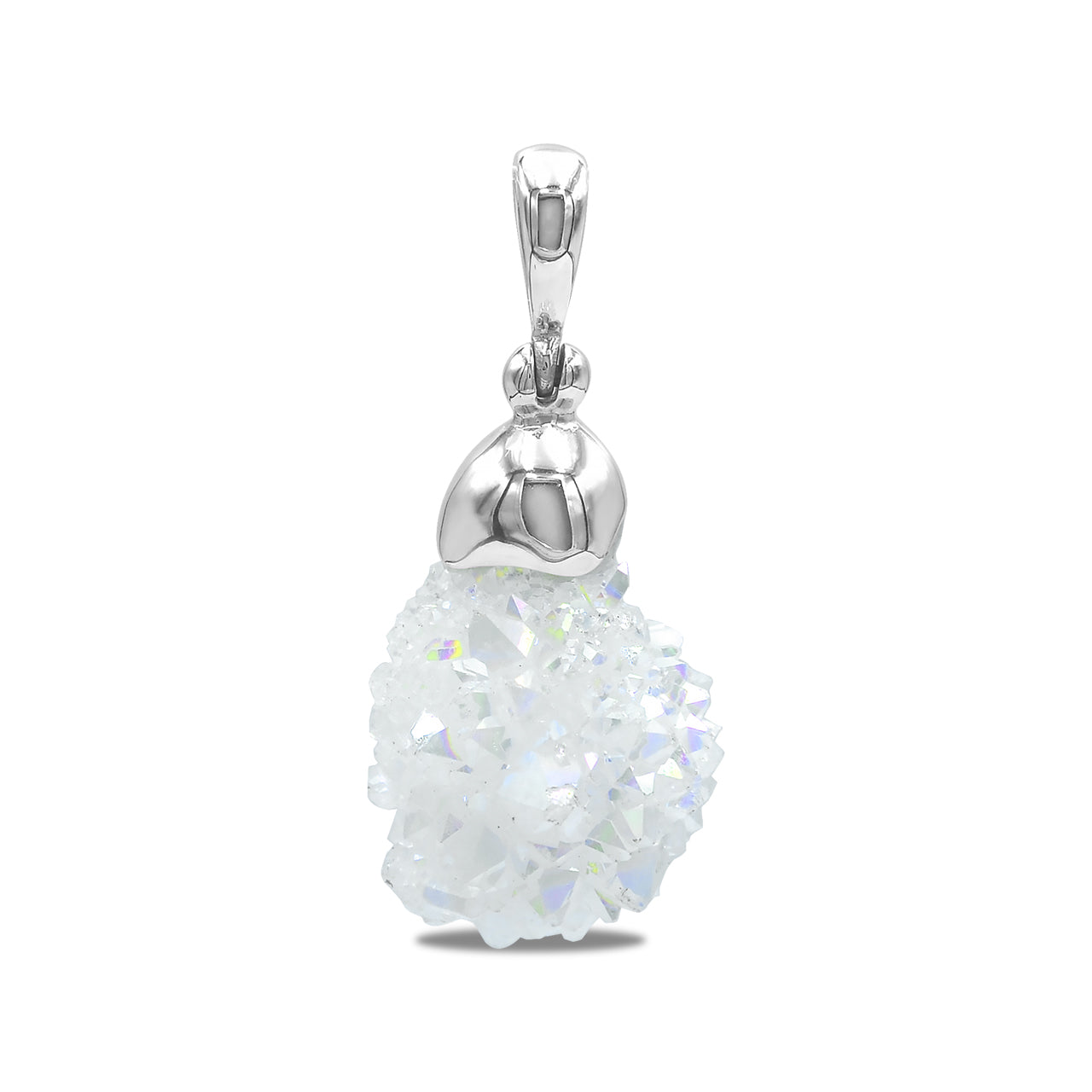 Starborn Spirit Quartz Drusy Pendant Cap Set in Sterling Silver