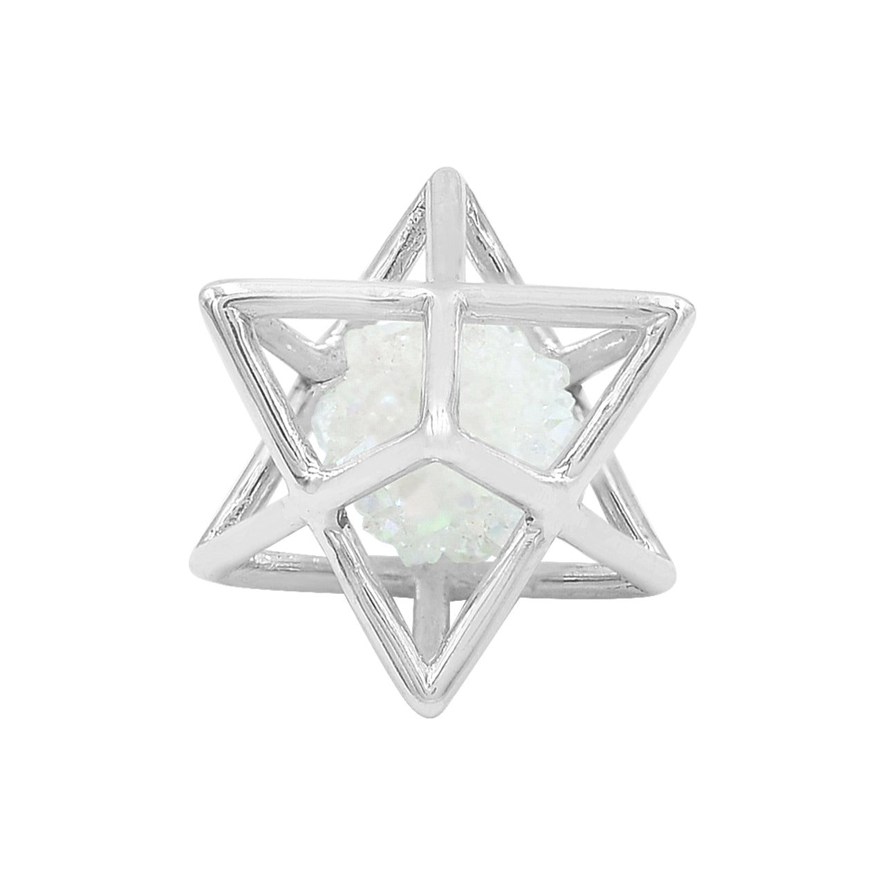 Starborn Natural Spirit Quartz Merkabah Pendant & Chain in Sterling Silver