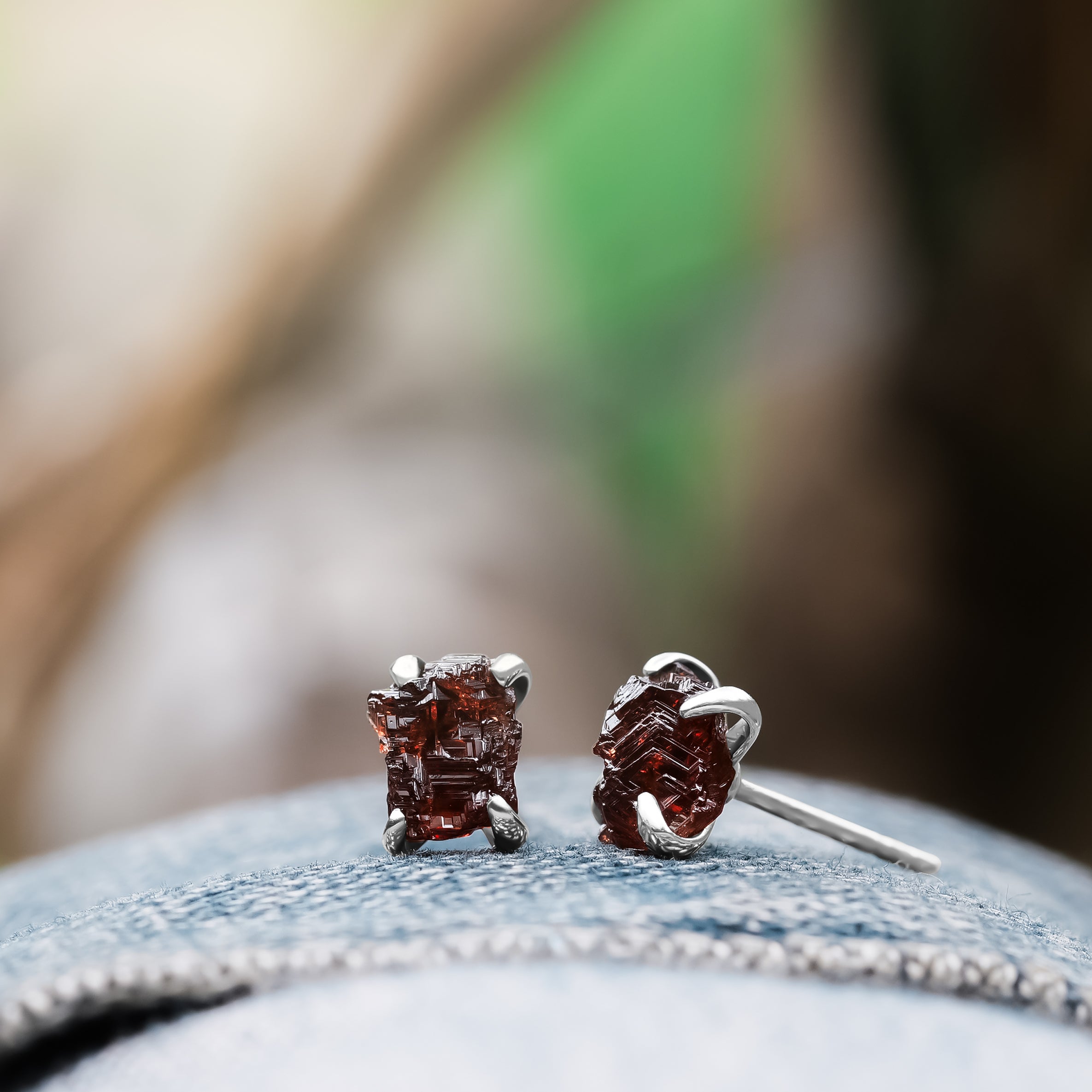 Starborn Ohrstecker mit Spessartin-Granat-Kristall, Sterlingsilber