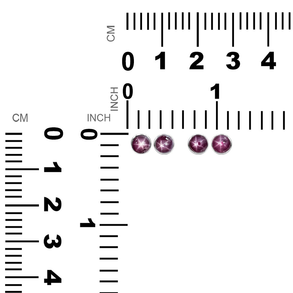 Starborn Star Ruby Round Cabochon Post Style Earrings in Sterling Silver