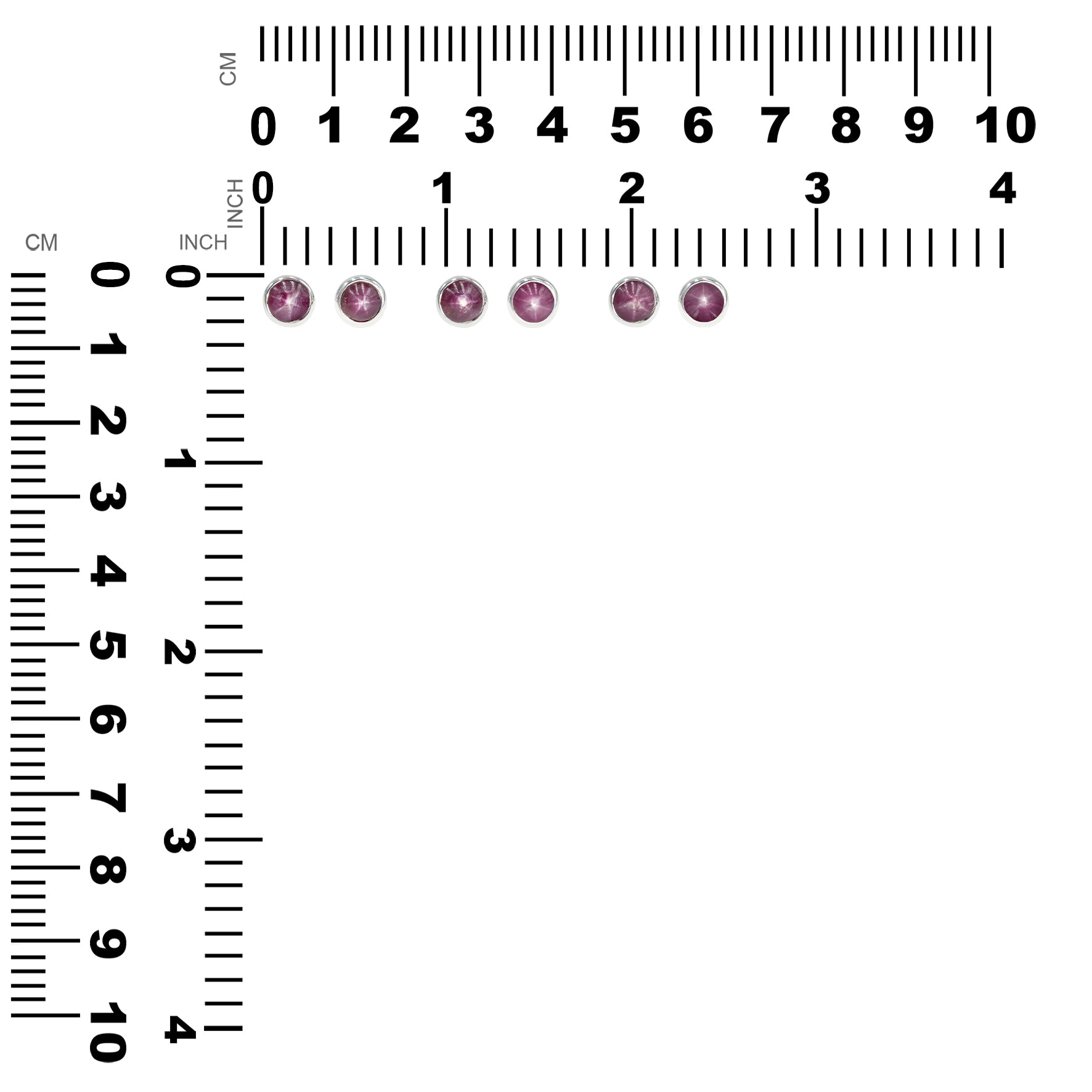 Starborn Star Ruby Round Cabochon Post Style Earrings in Sterling Silver