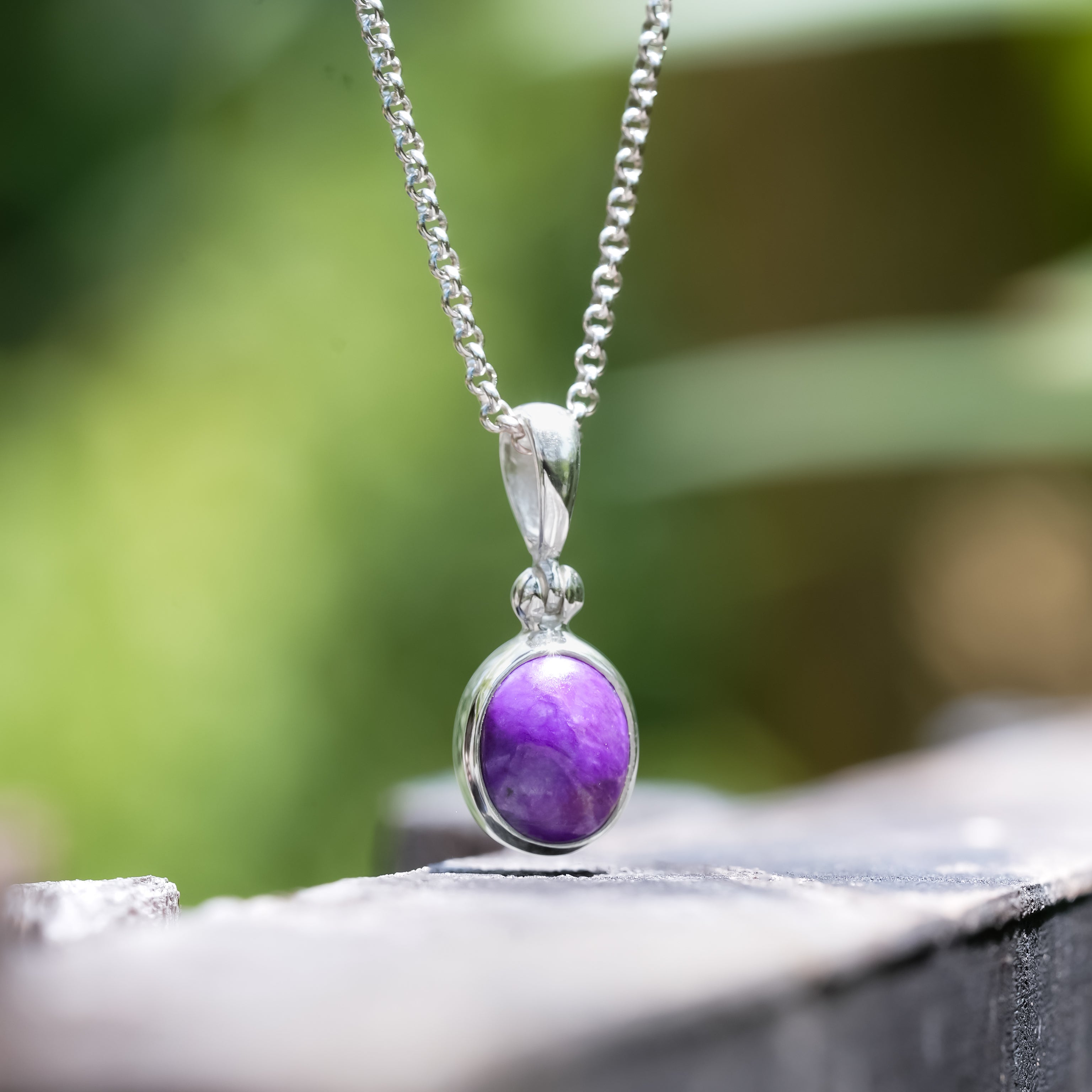 Starborn Oval Sugilite Pendant in Sterling Silver
