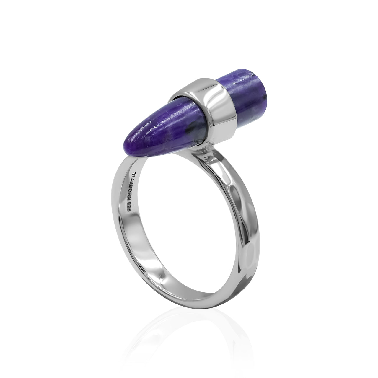 Starborn Sugilite with Silver Band Ring in Fine Sterling Silver