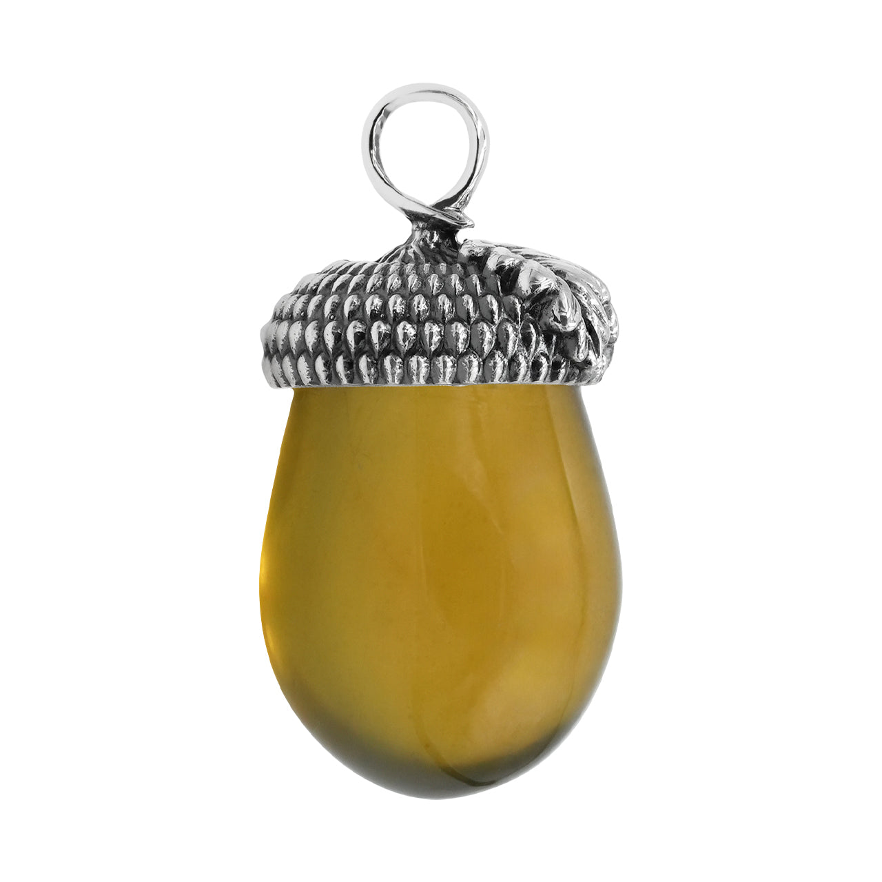 Colgante Starborn Sumatra de ámbar en forma de bellota, en plata de ley