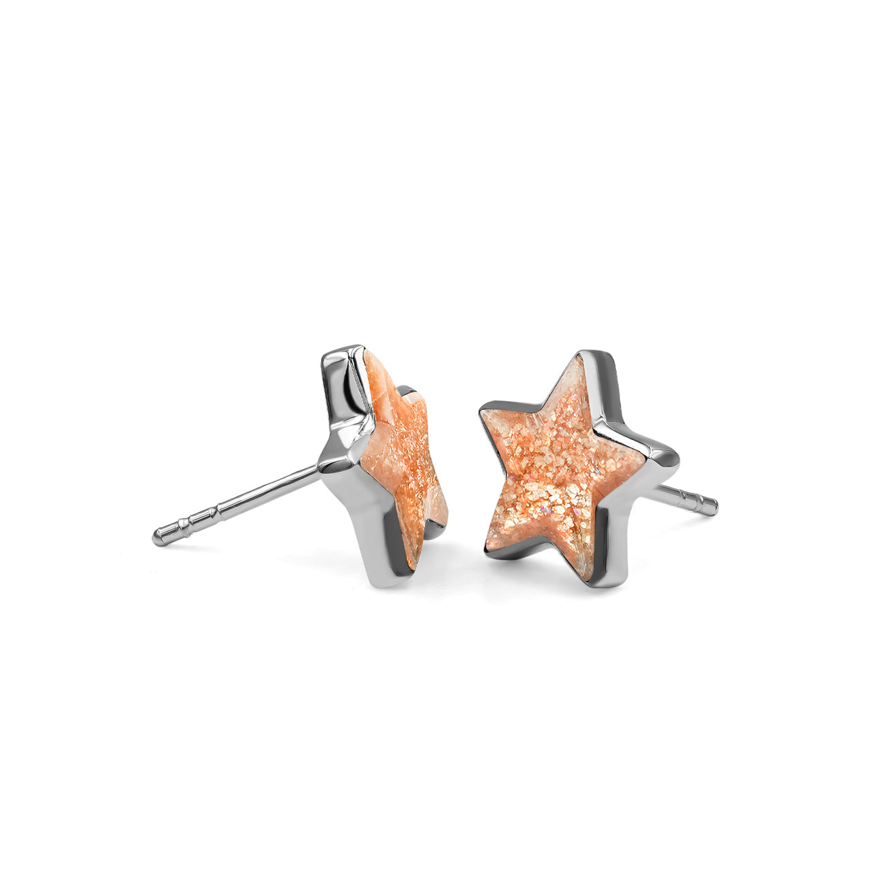 Starborn Sunstone Star Post Earrings in Sterling Silver