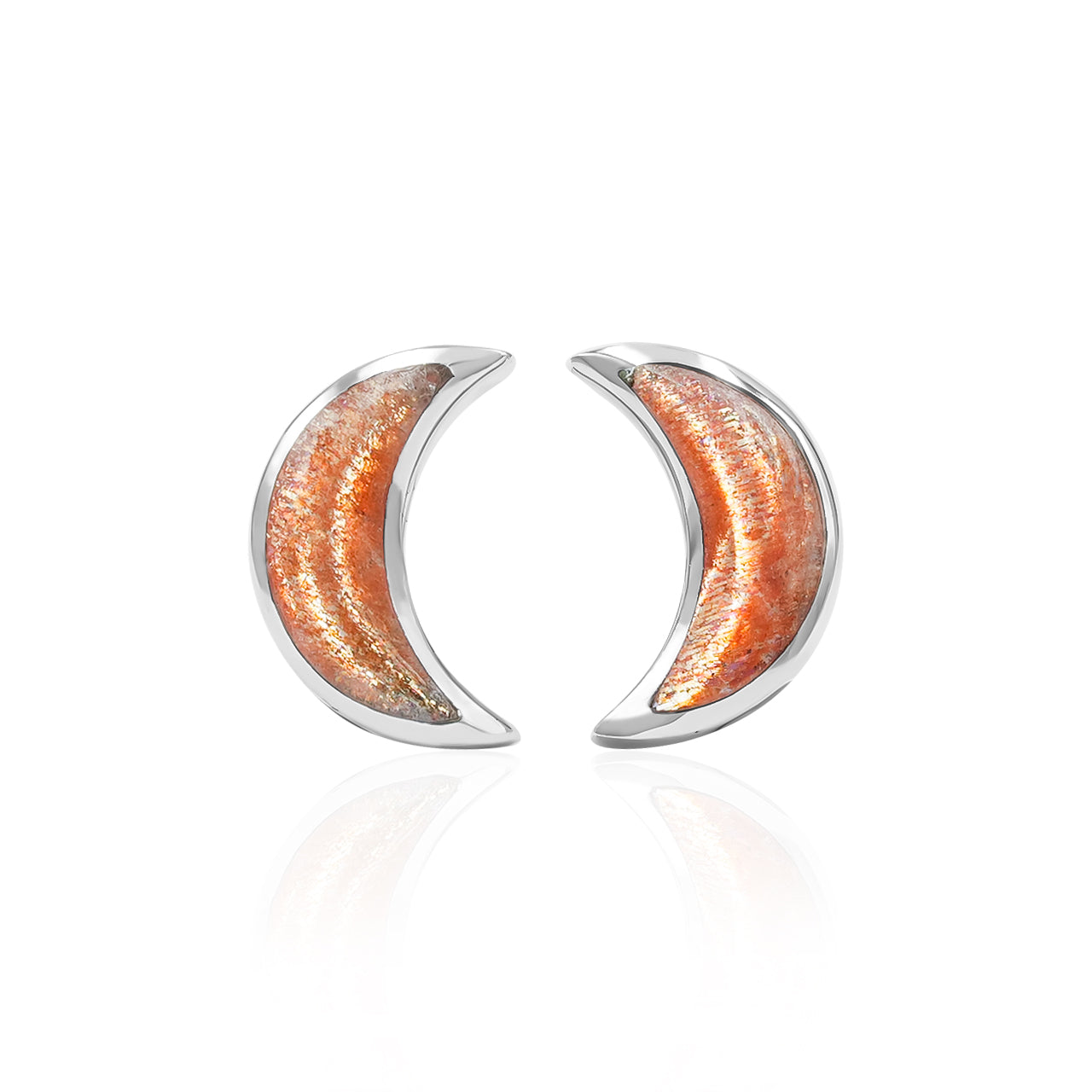 Aretes estilo poste con forma de luna creciente de Starborn en plata de ley