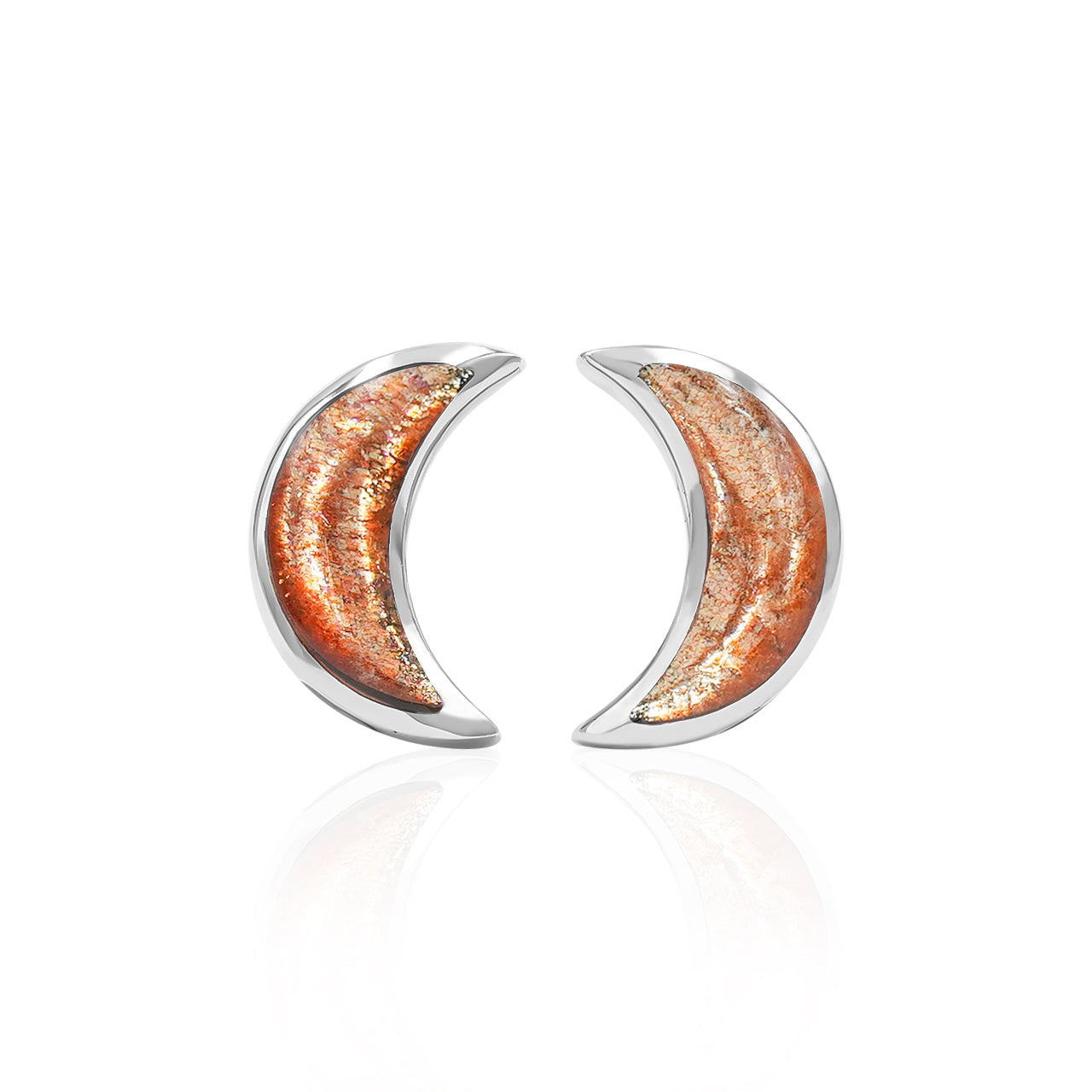 Aretes estilo poste con forma de luna creciente de Starborn en plata de ley