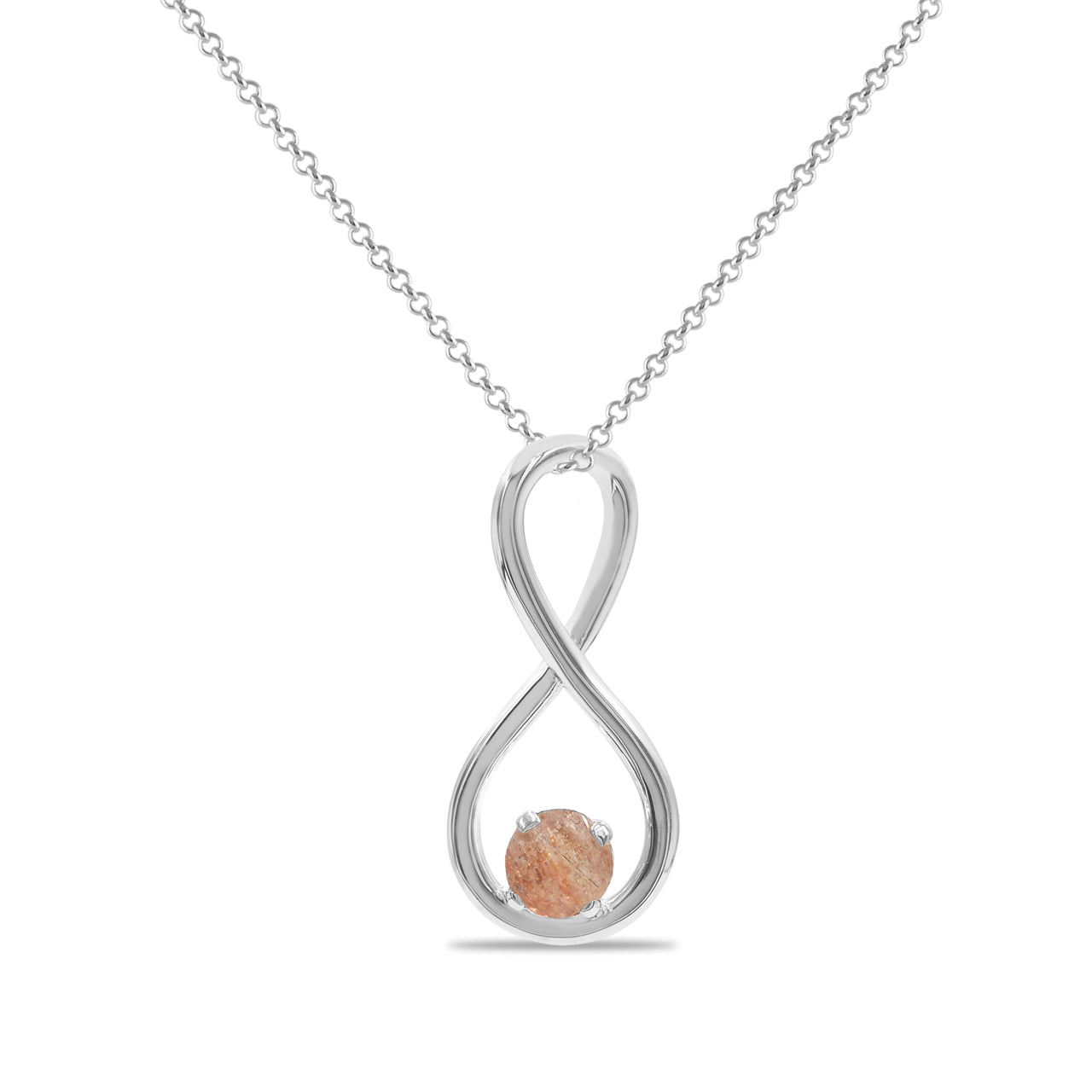 Starborn Faceted Sunstone Infinity Pendant in Fine Sterling Silver
