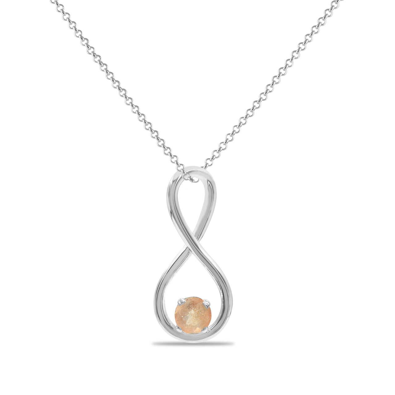 Starborn Faceted Sunstone Infinity Pendant in Fine Sterling Silver