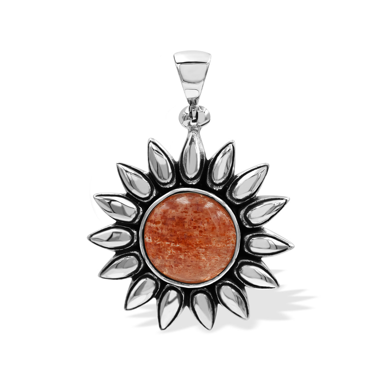 Starborn Sunstone Sunflower Pendant in Sterling Silver