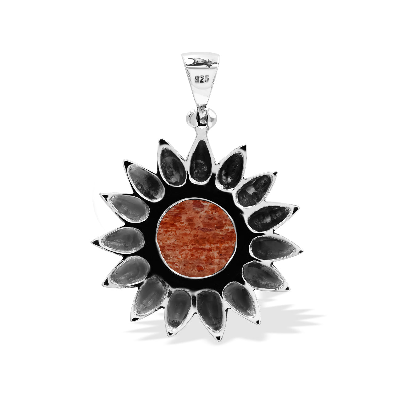 Starborn Sunstone Sunflower Pendant in Sterling Silver