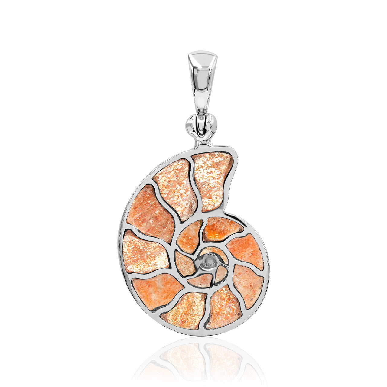 Starborn Gemstones Inlay Nautilus Ammonit Anhänger in Sterling Silber
