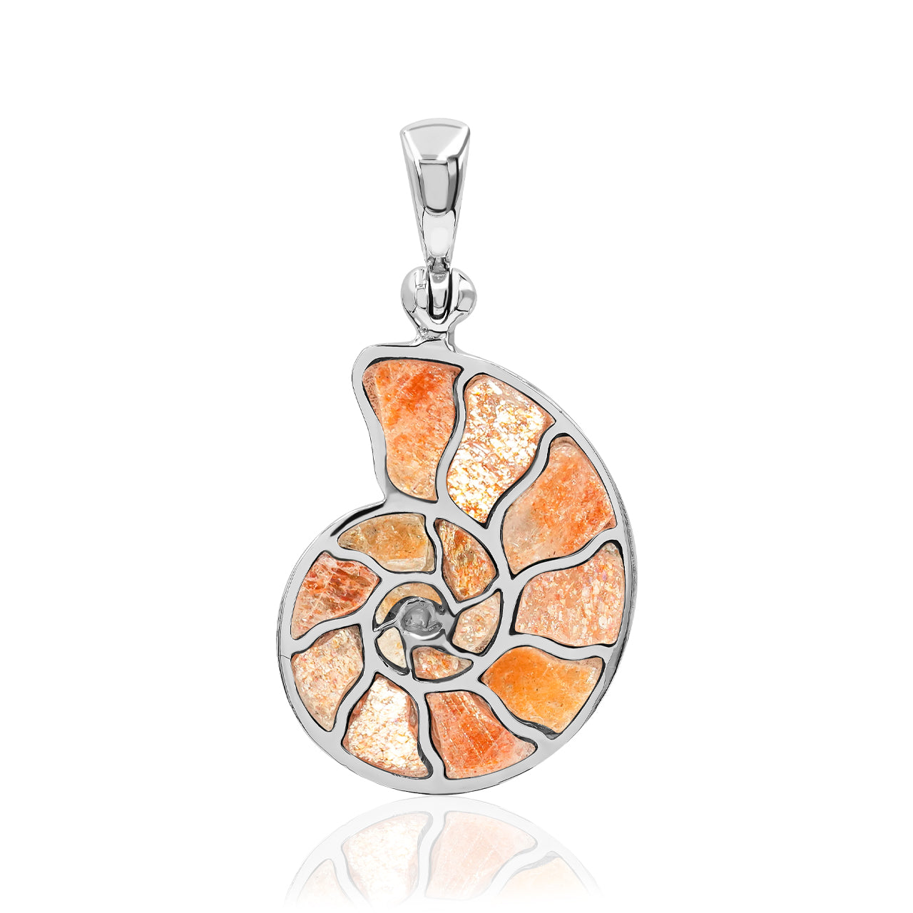 Colgante de amonita Nautilus con incrustaciones de piedras preciosas Starborn en plata de ley