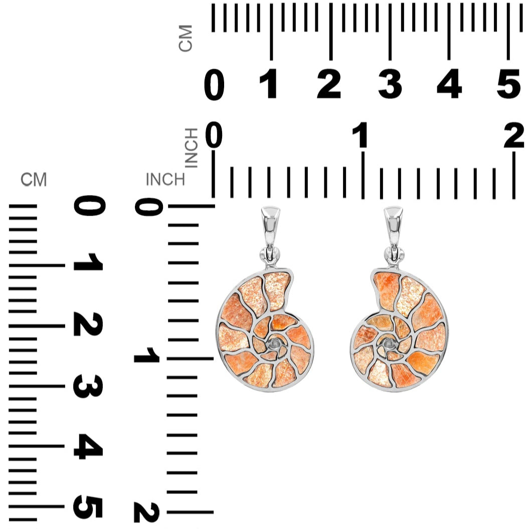 Starborn Gemstones Inlay Nautilus Ammonit Anhänger in Sterling Silber