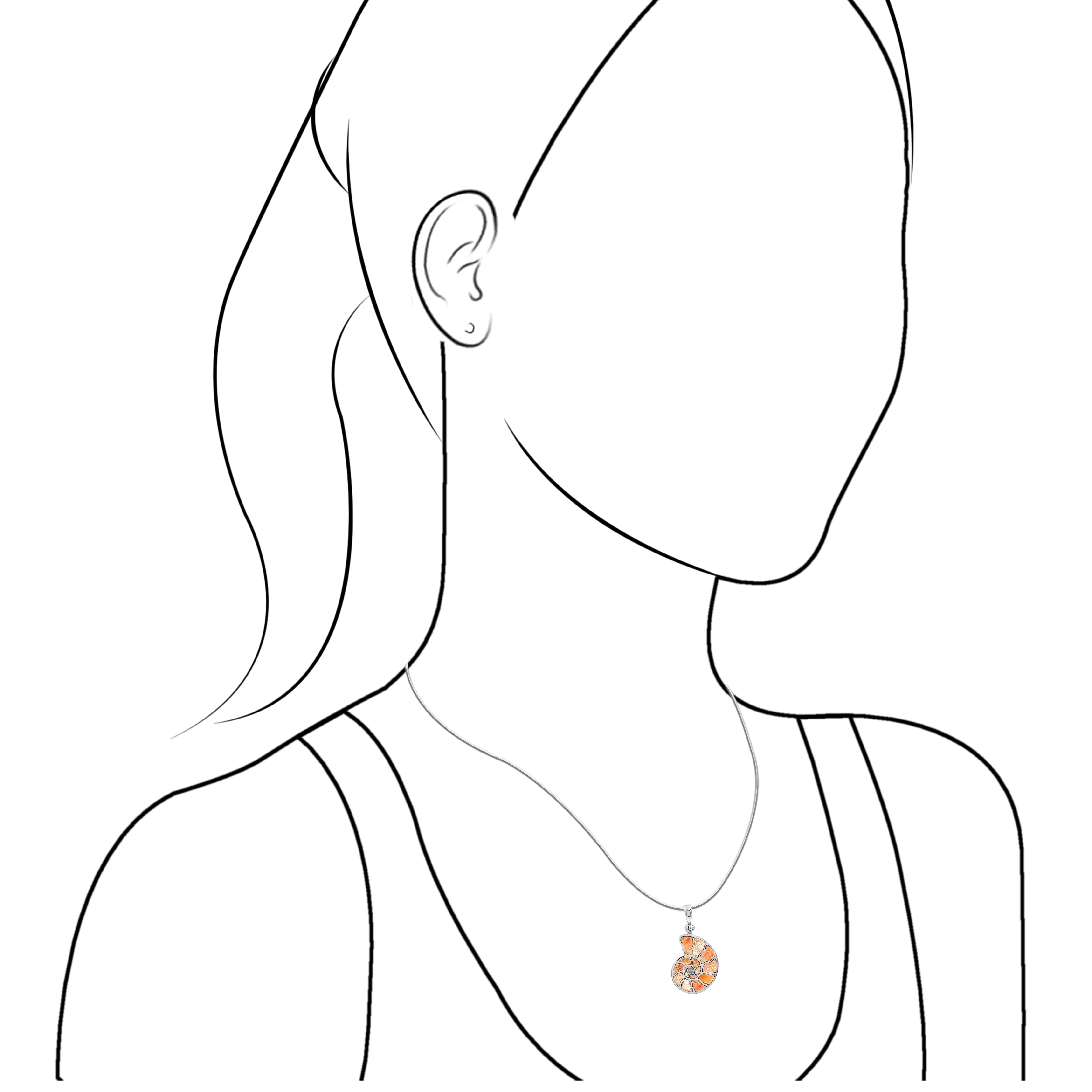 Starborn Sunstone Inlay Nautilus Ammonite Pendant in Sterling Silver - Small