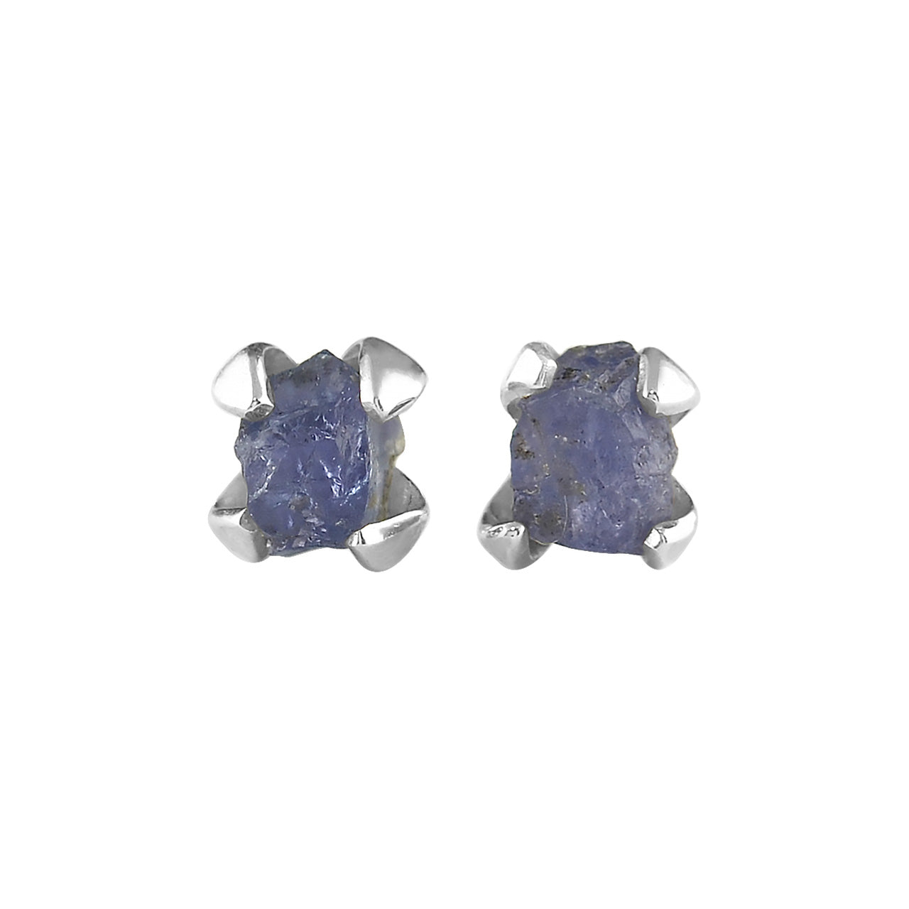 Starborn Rough Tanzanite Crystal Post Earrings in Sterling Silver