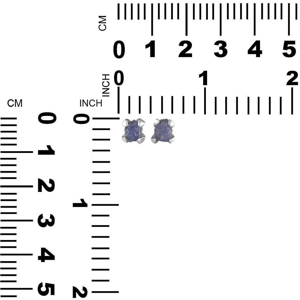 Starborn Rough Tanzanite Crystal Post Earrings in Sterling Silver