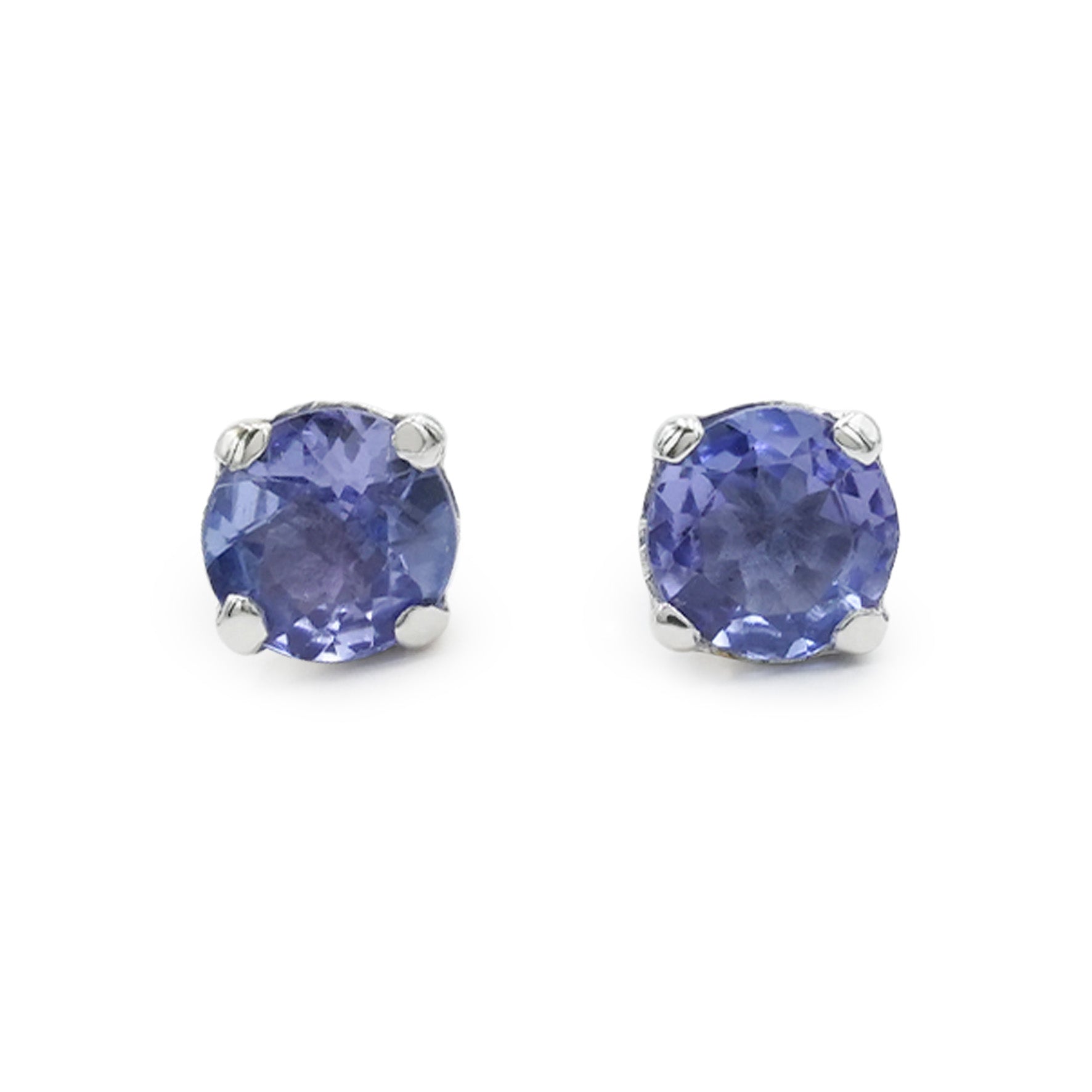 Starborn Tanzanite Round Faceted 4mm Prongset Post Earrings in Sterling Silver