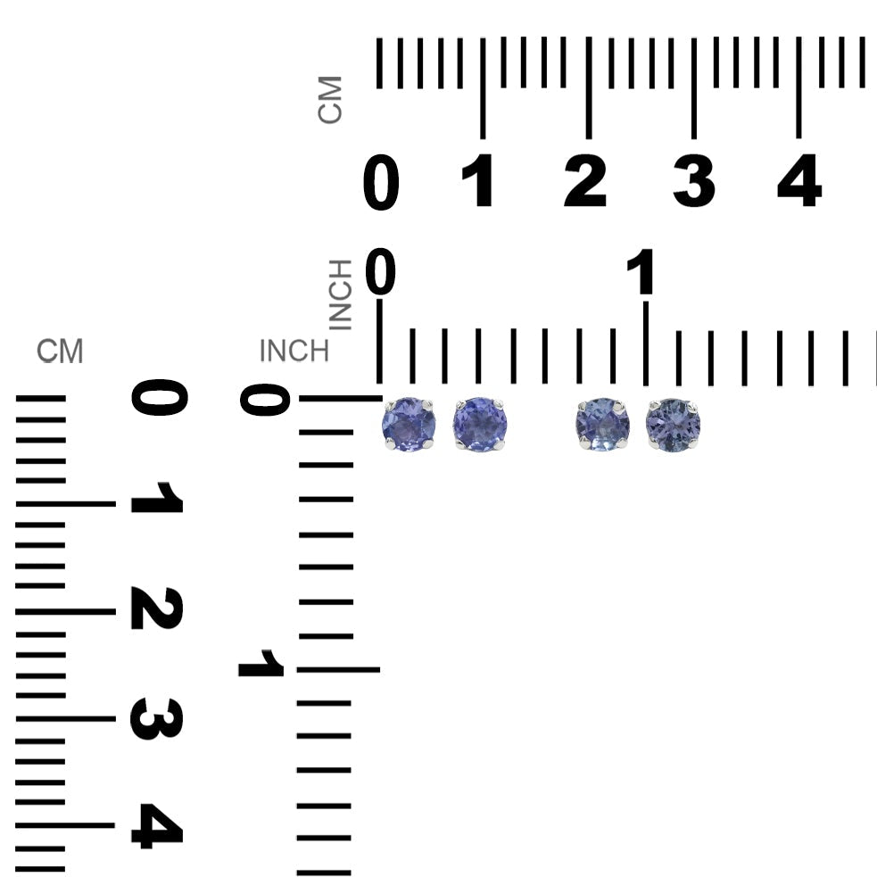 Starborn Tanzanite Round Faceted 4mm Prongset Post Earrings in Sterling Silver