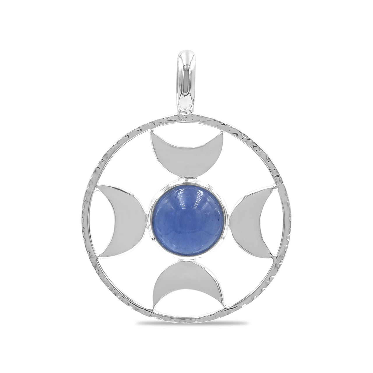 Starborn Tanzanite Sphere Directional Crescent Moon Pendant in Sterling Silver