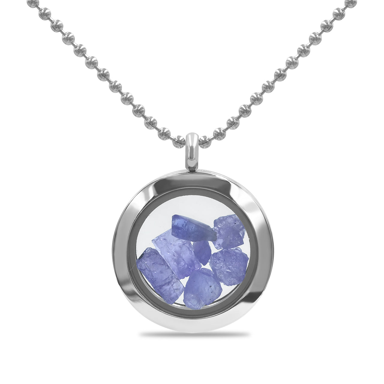 Starborn Gemstone Window Pendant Necklace in Stainless Steel