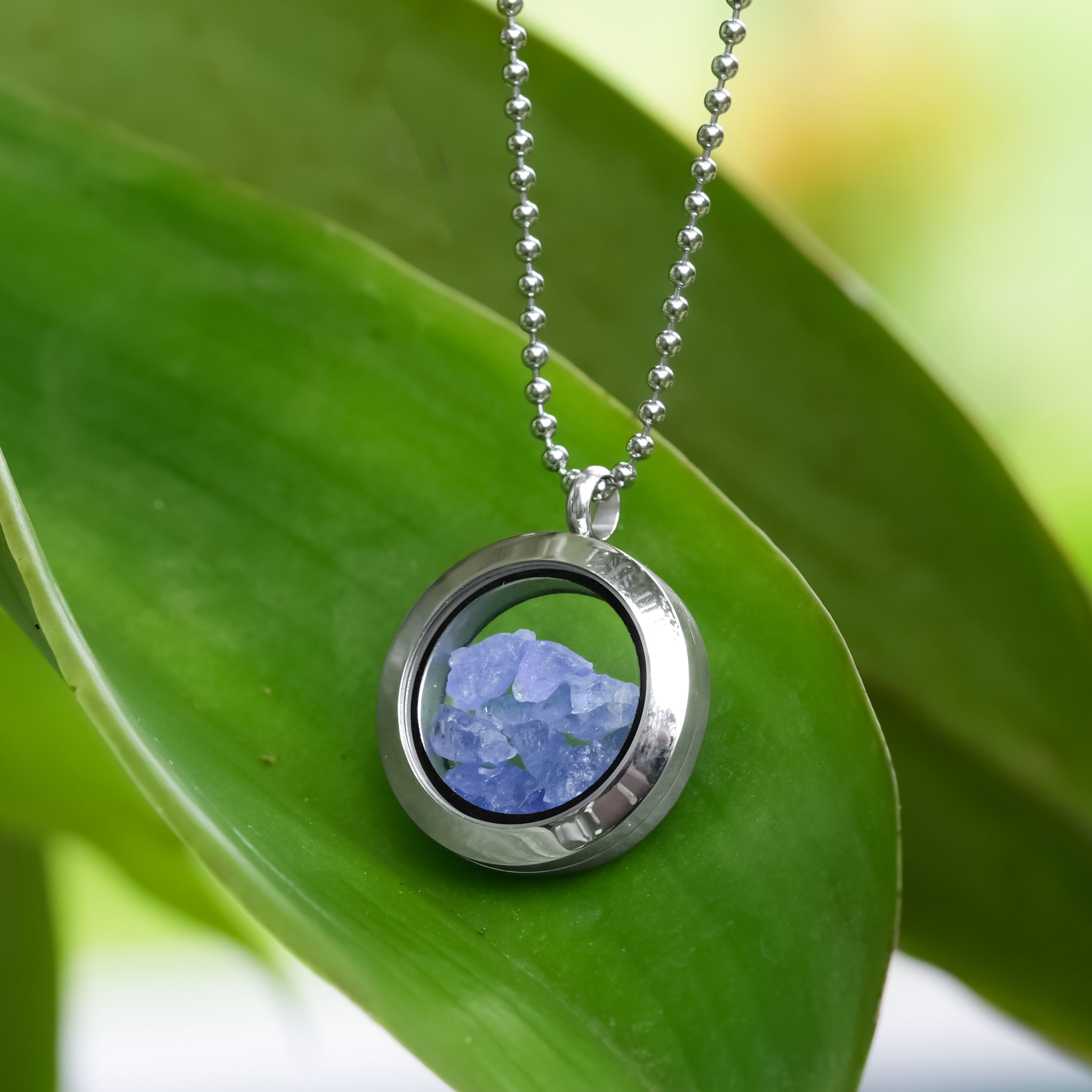 Starborn Gemstone Window Pendant Necklace in Stainless Steel