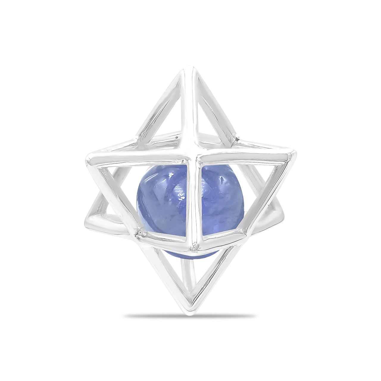 Starborn Merkabah Sterling Silver Cage Pendant and Chain with Tanzanite Sphere