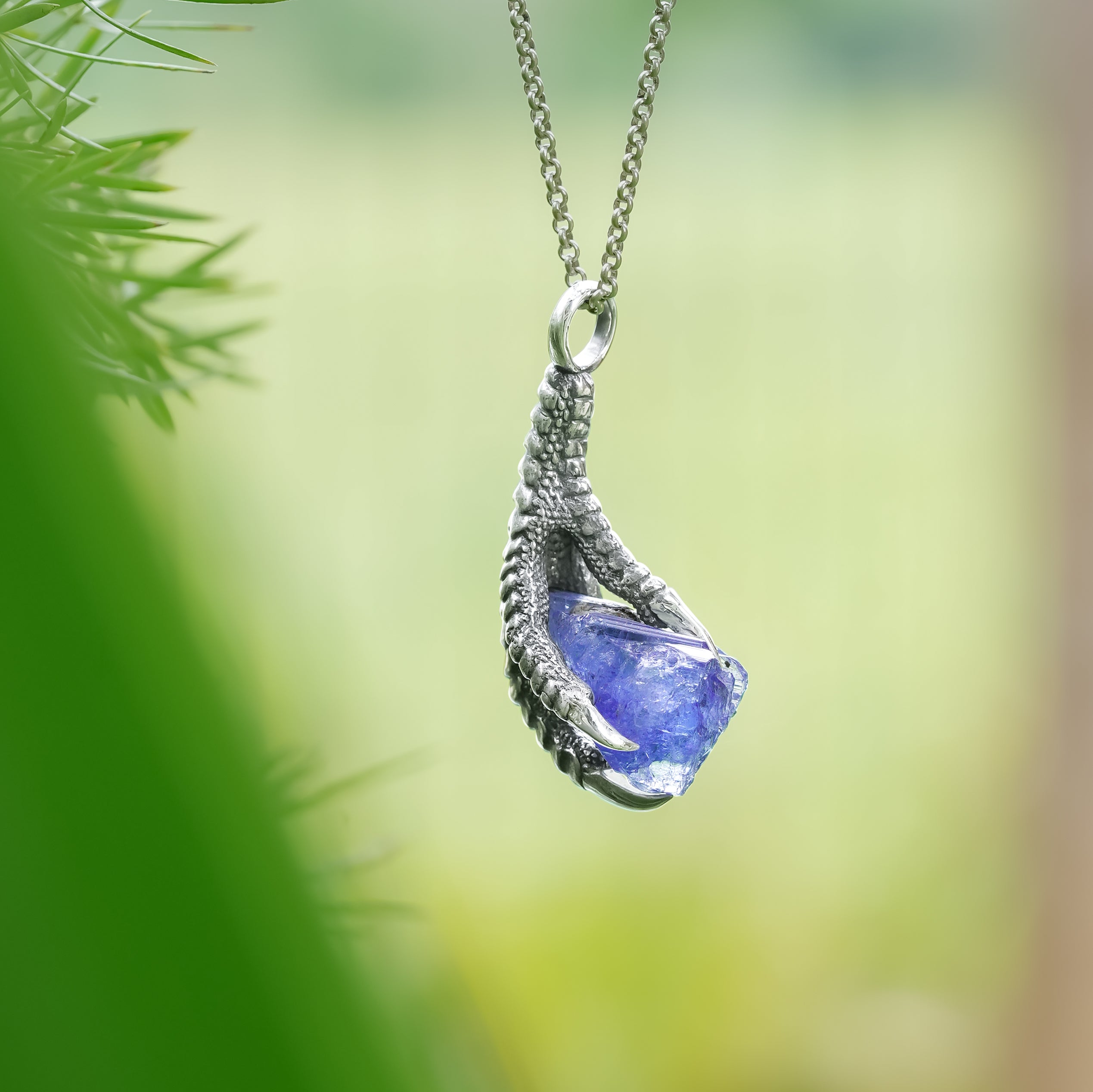 Starborn Tanzanite Eagle Claw Pendant in Sterling Silver