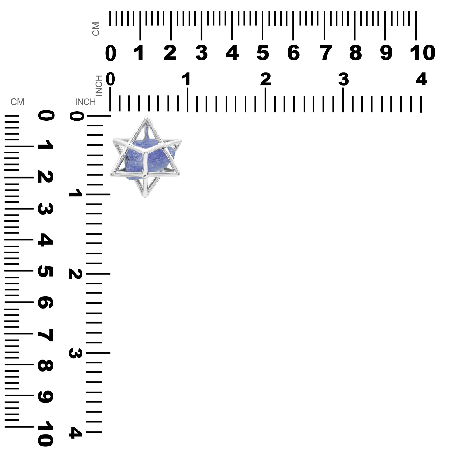 Starborn Natural Raw Tanzanite in Merkabah Sterling Silver Cage Pendant and Chain