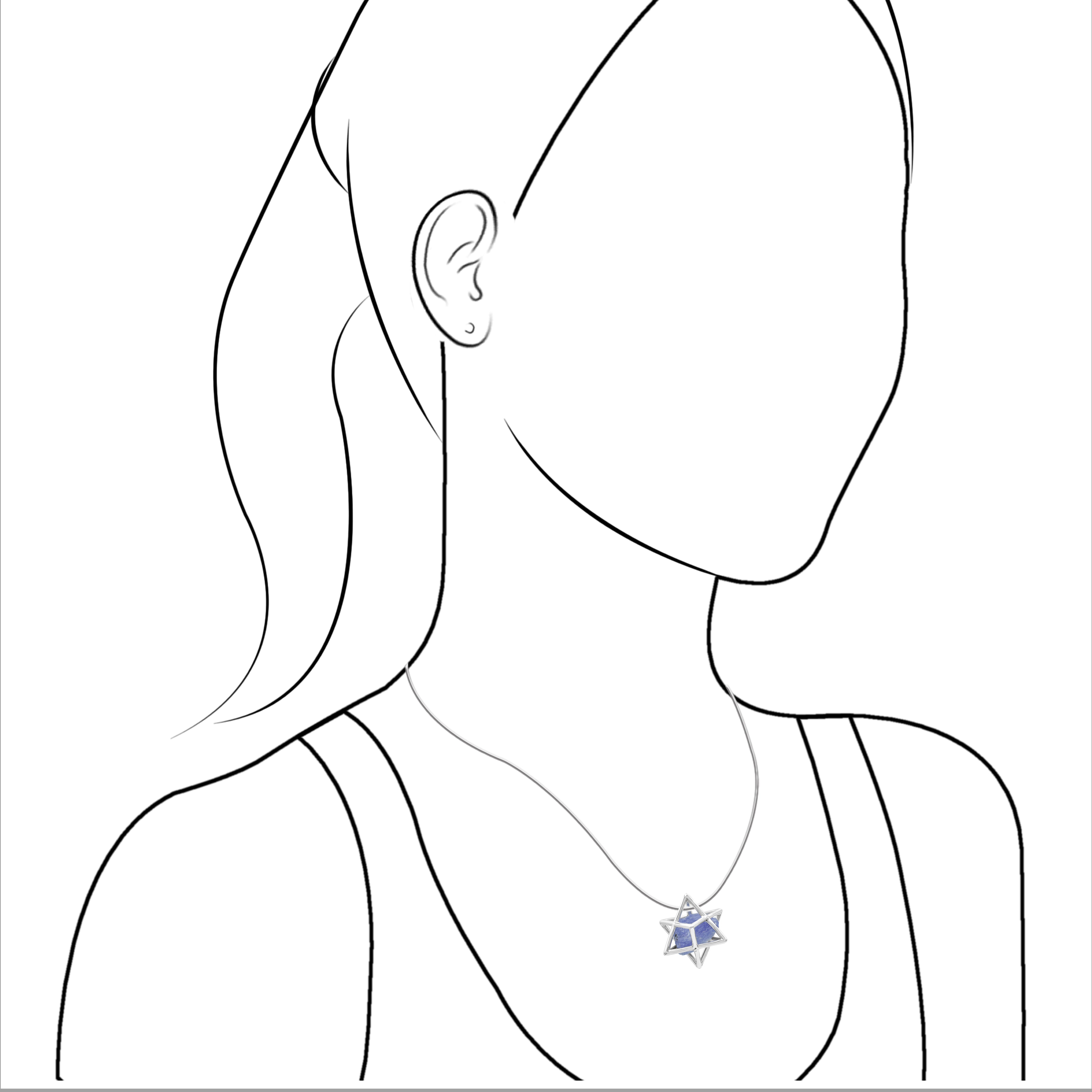 Starborn Natural Raw Tanzanite in Merkabah Sterling Silver Cage Pendant and Chain