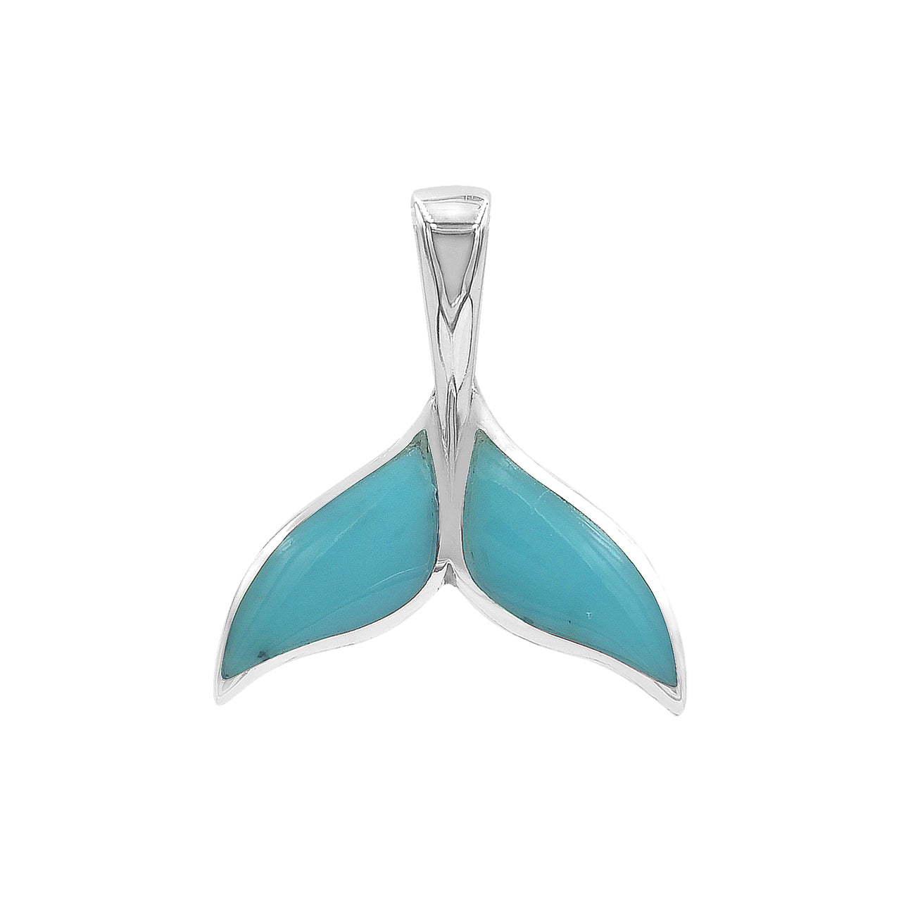 Starborn Sleeping Beauty Turquoise Whale Tail Pendant in Sterling Silver