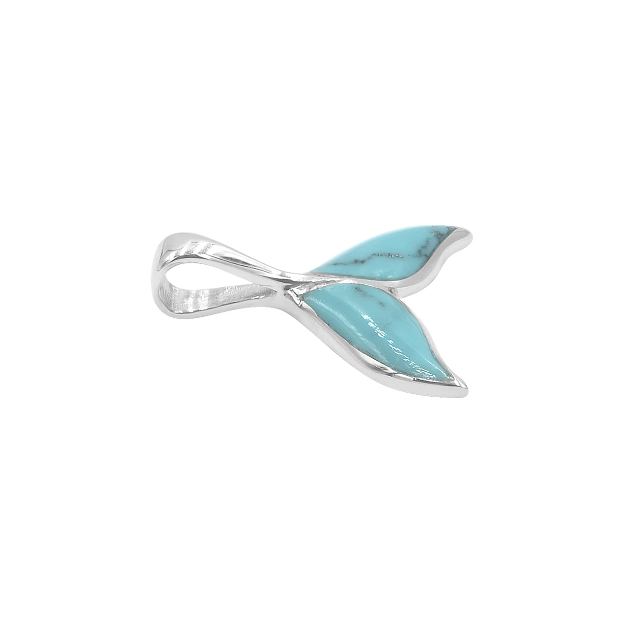 Starborn Sleeping Beauty Turquoise Whale Tail Pendant in Sterling Silver