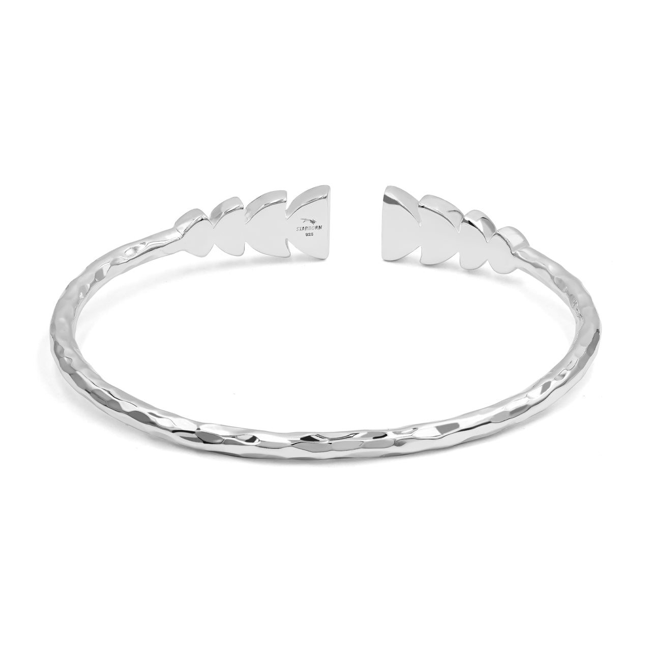 Starborn Sleeping Beauty Turquoise with Partial Lunar Eclipse Design Open Bangle Bracelet in Sterling Silver