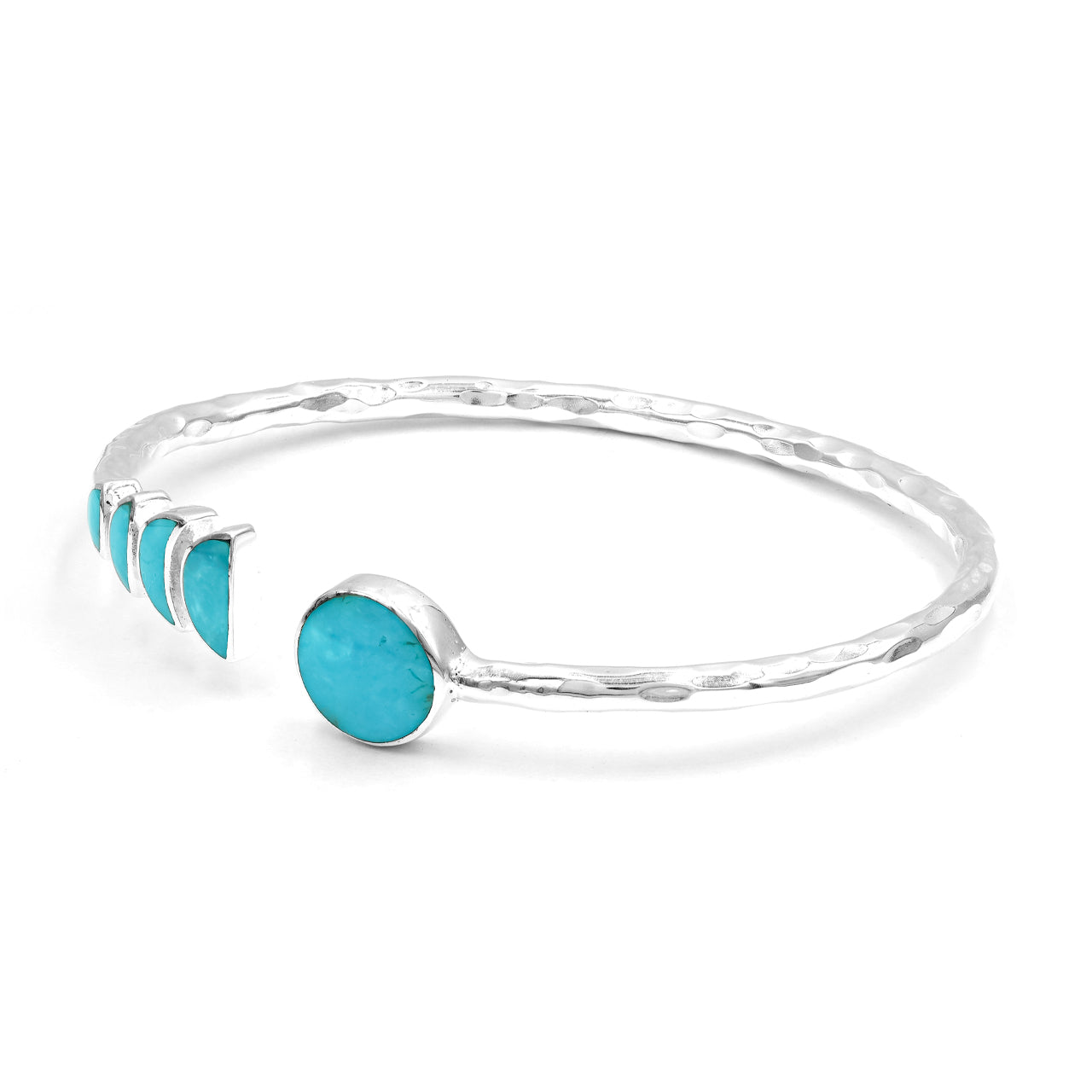 Brazalete abierto Starborn con diseño de piedras preciosas en fase lunar en plata de ley