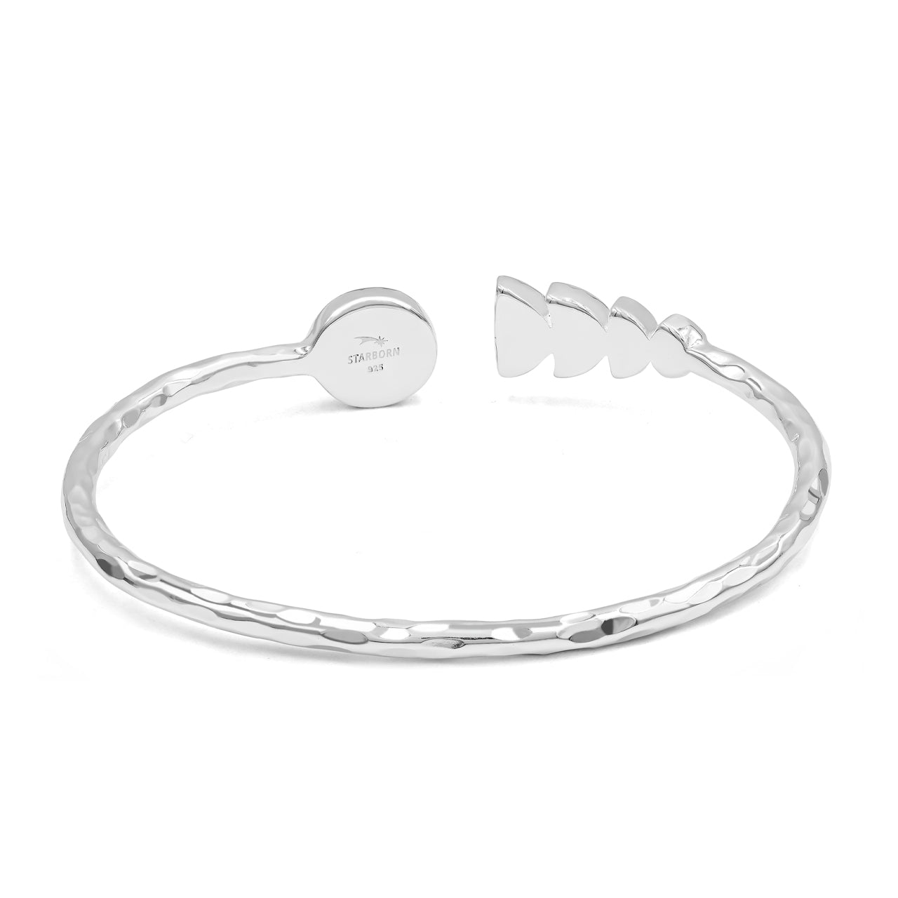 Brazalete abierto Starborn con diseño de piedras preciosas en fase lunar en plata de ley