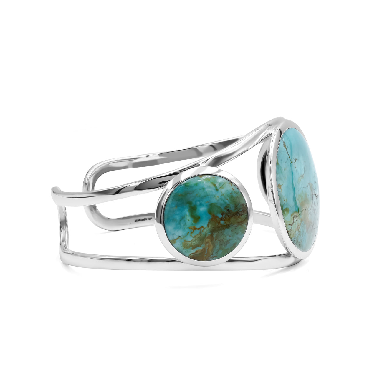 Starborn Cuff Bracelet Inlaid with Three Gemstones in Sterling Silver