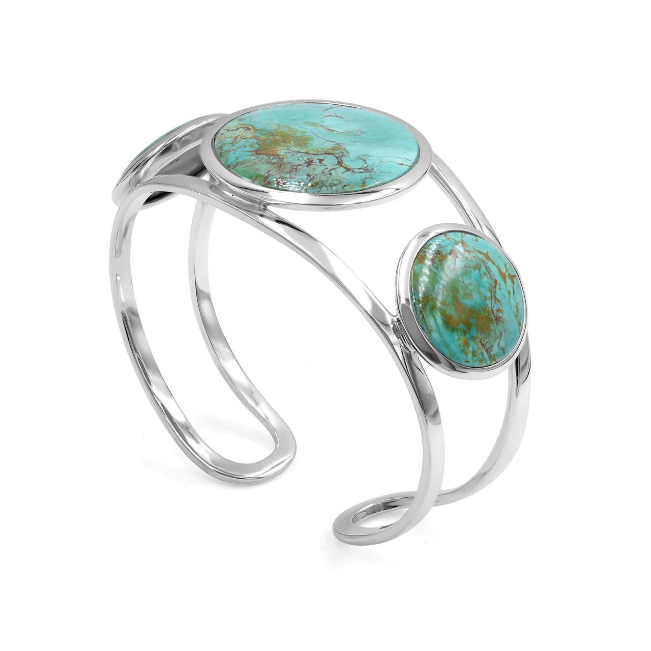 Starborn Cuff Bracelet Inlaid with Three Gemstones in Sterling Silver