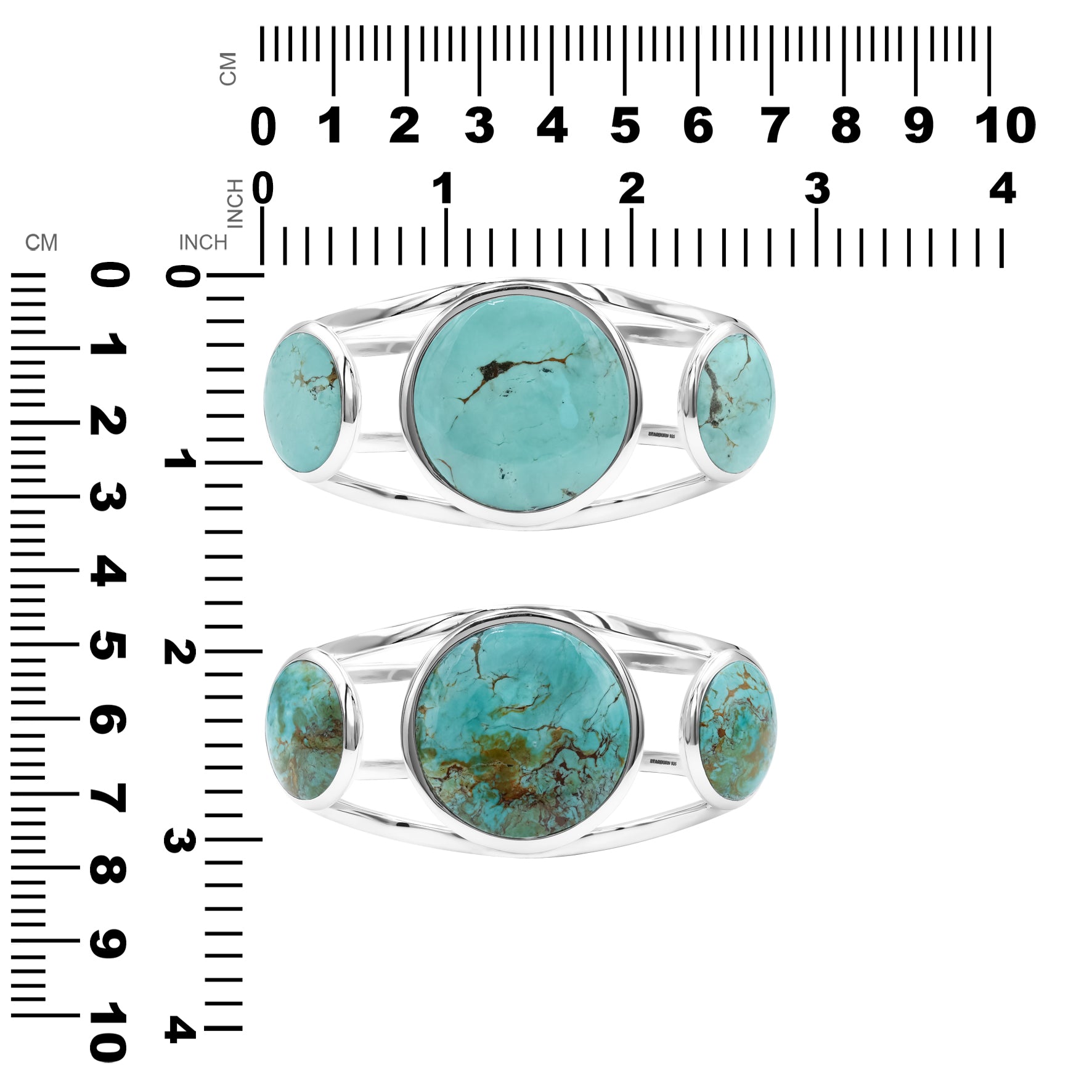 Starborn Cuff Bracelet Inlaid with Three Gemstones in Sterling Silver