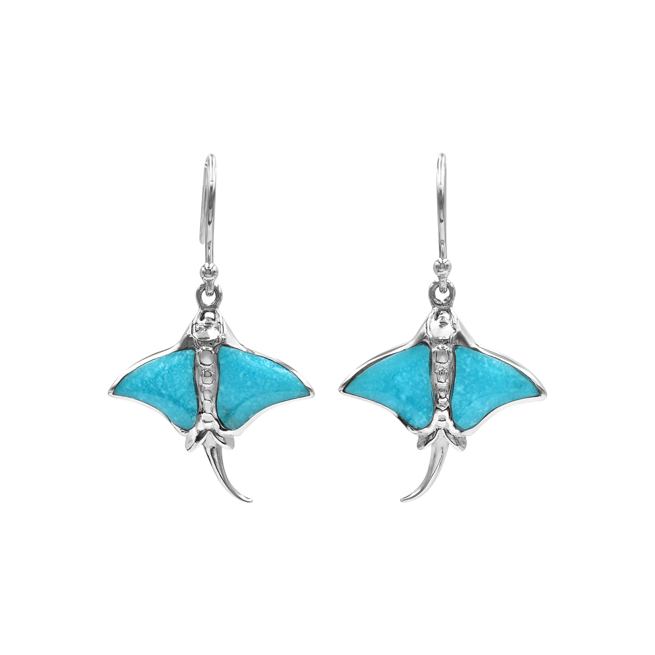 Starborn Turquoise Manta Ray Earrings in Sterling Silver