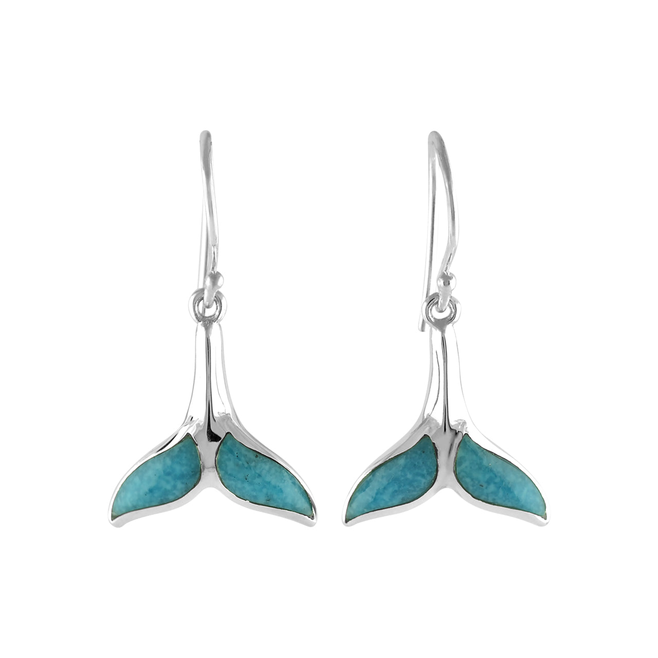Starborn Turquoise Whale Tail Earrings in Sterling Silver