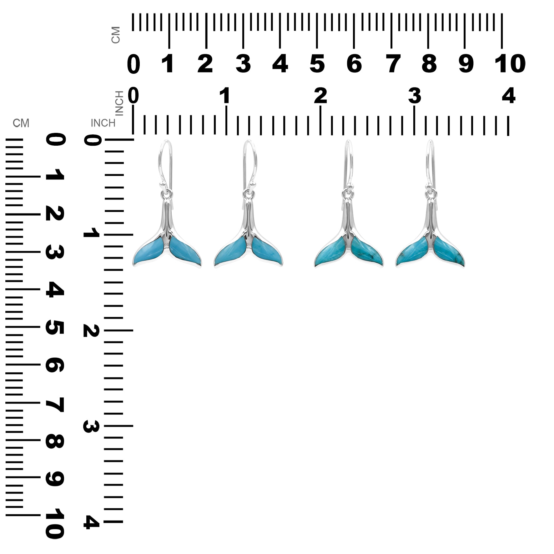 Starborn Turquoise Whale Tail Earrings in Sterling Silver