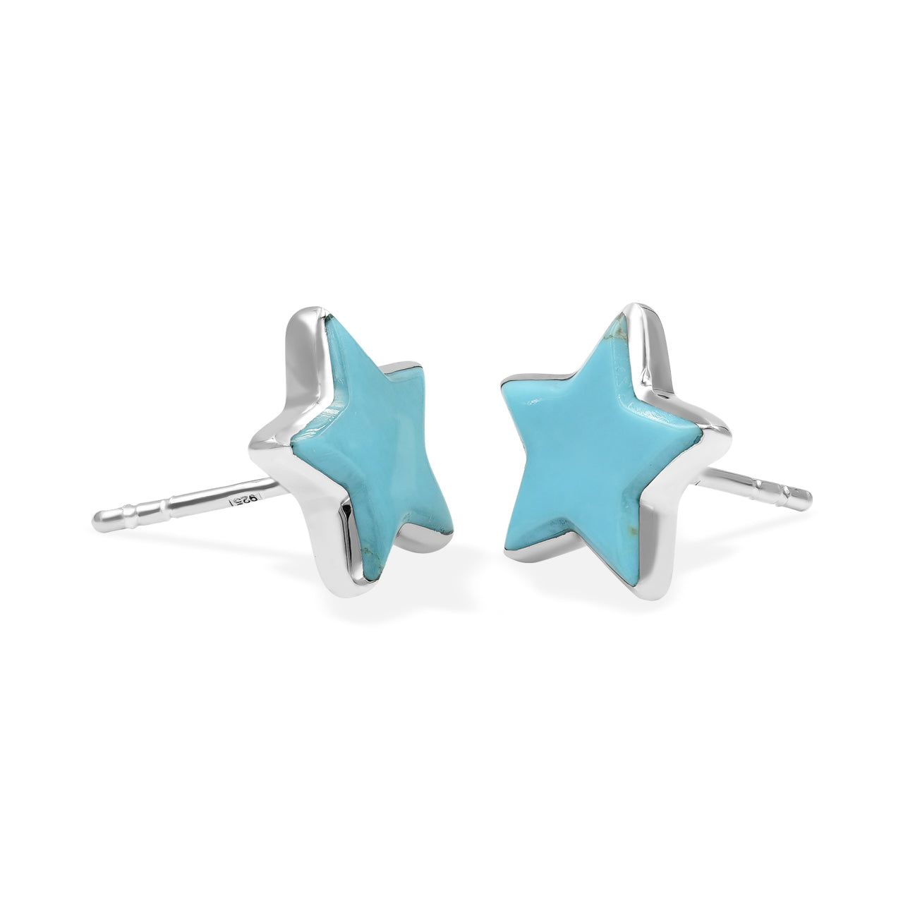 Starborn Turquoise Star Post Earrings in Sterling Silver