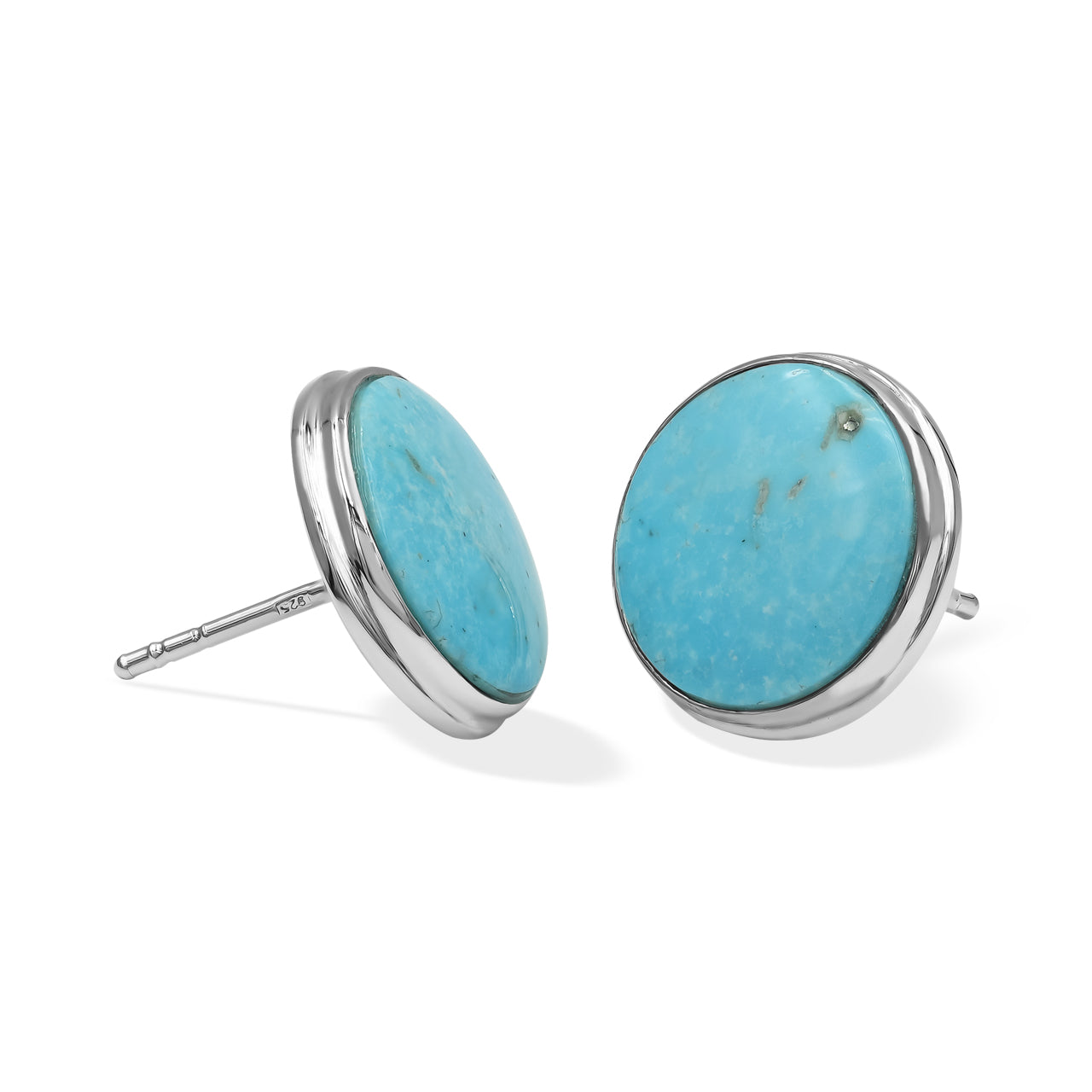 Aretes con forma de poste redondos de 12 mm con doble bisel de Starborn Gemstones en plata de ley