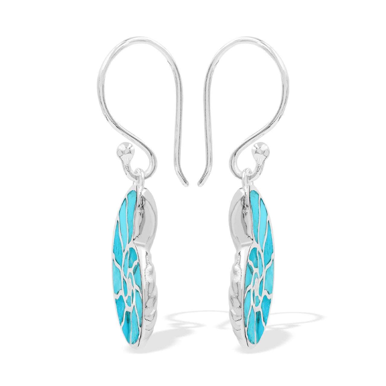 Starborn Nautilus Ammonite with Sleeping Beauty Turquoise Inlay Earring in Sterling Silver