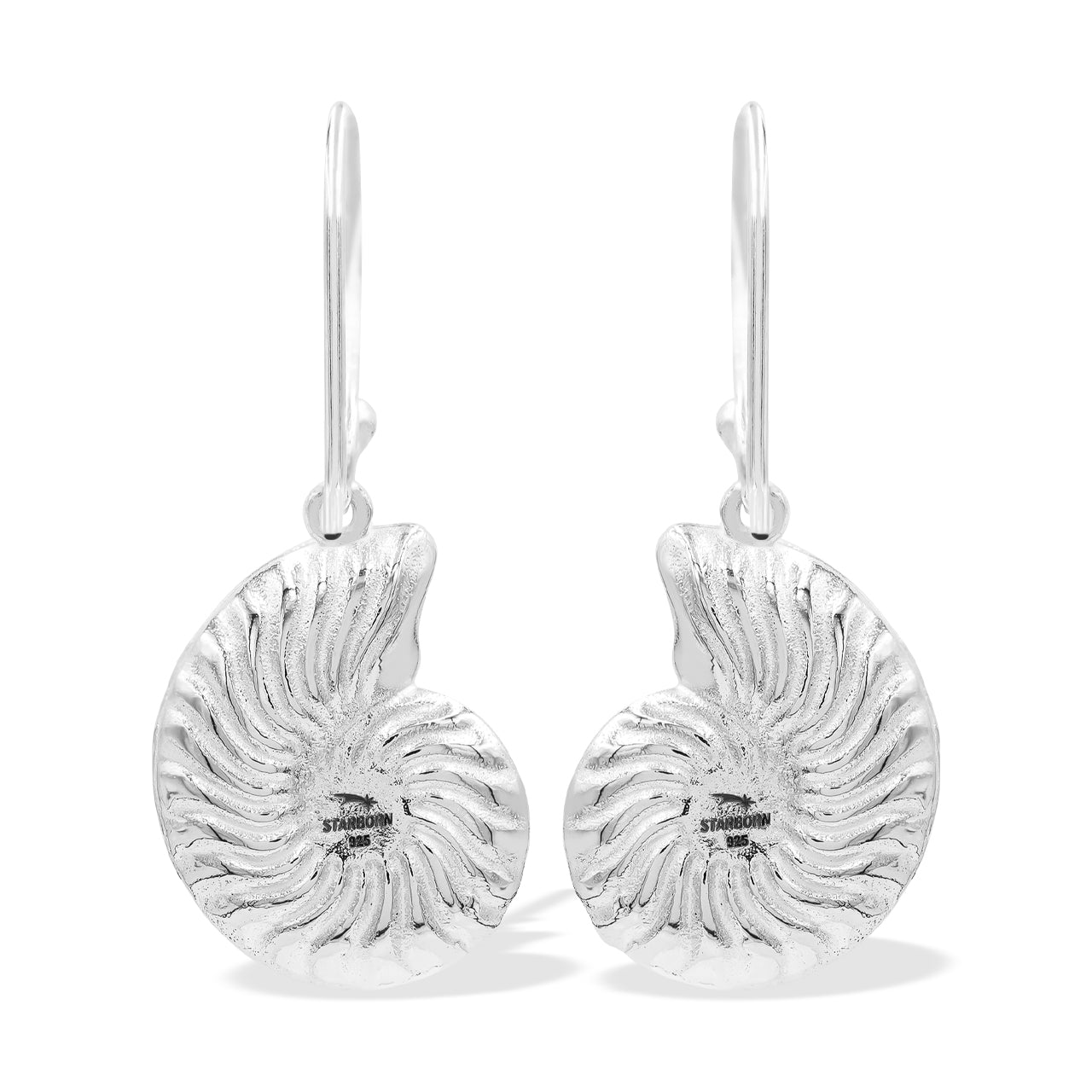 Starborn Nautilus Ammonite with Sleeping Beauty Turquoise Inlay Earring in Sterling Silver