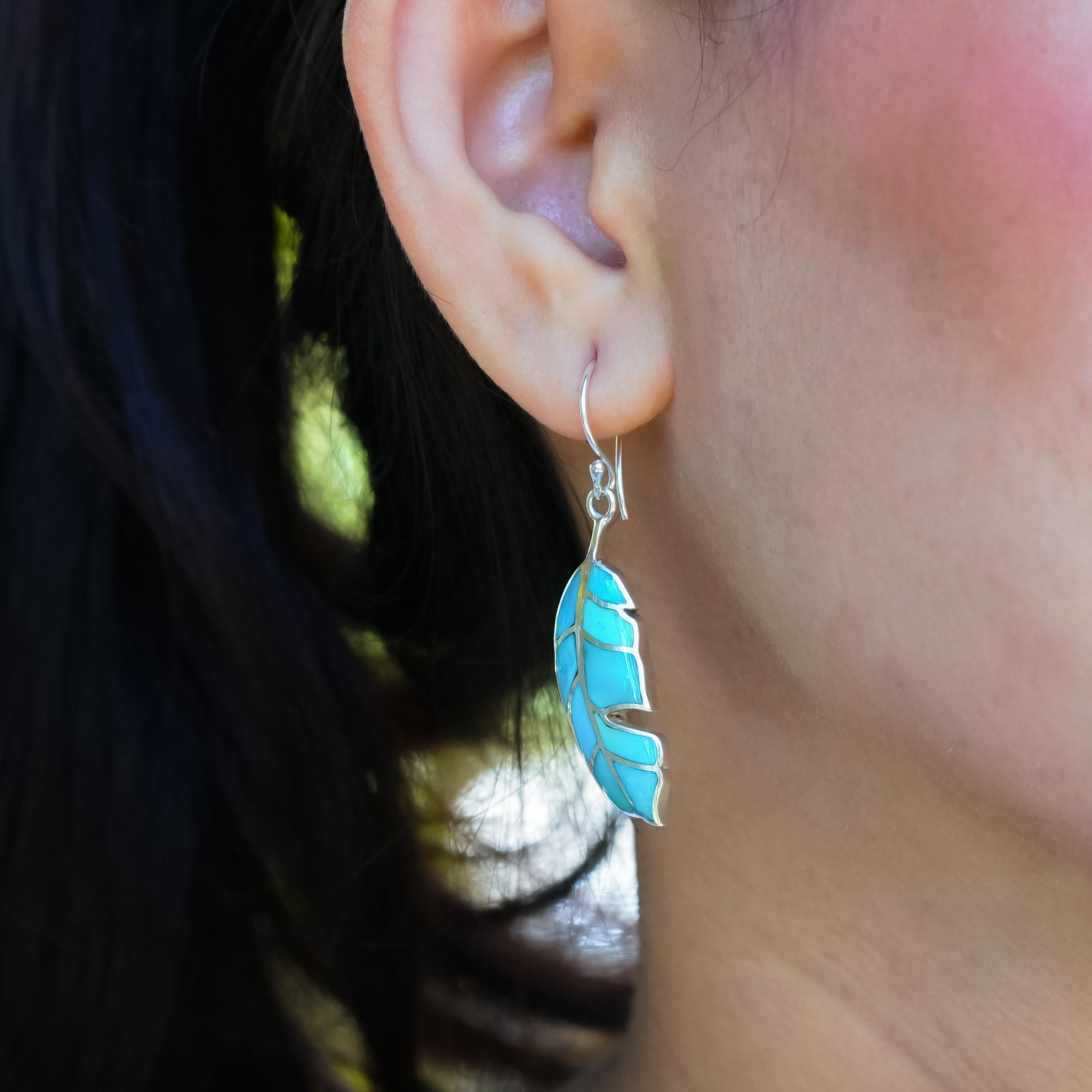 Starborn Feather Earring with Beautiful Gemstones in Sterling Silver