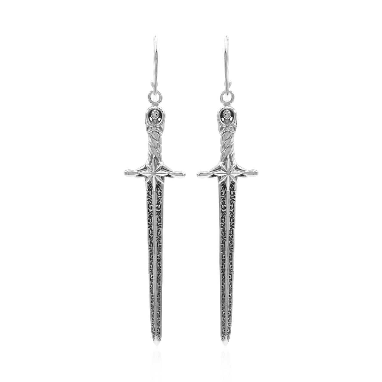 Starborn Sleeping Beauty Turquoise Sword Earrings in Sterling Silver