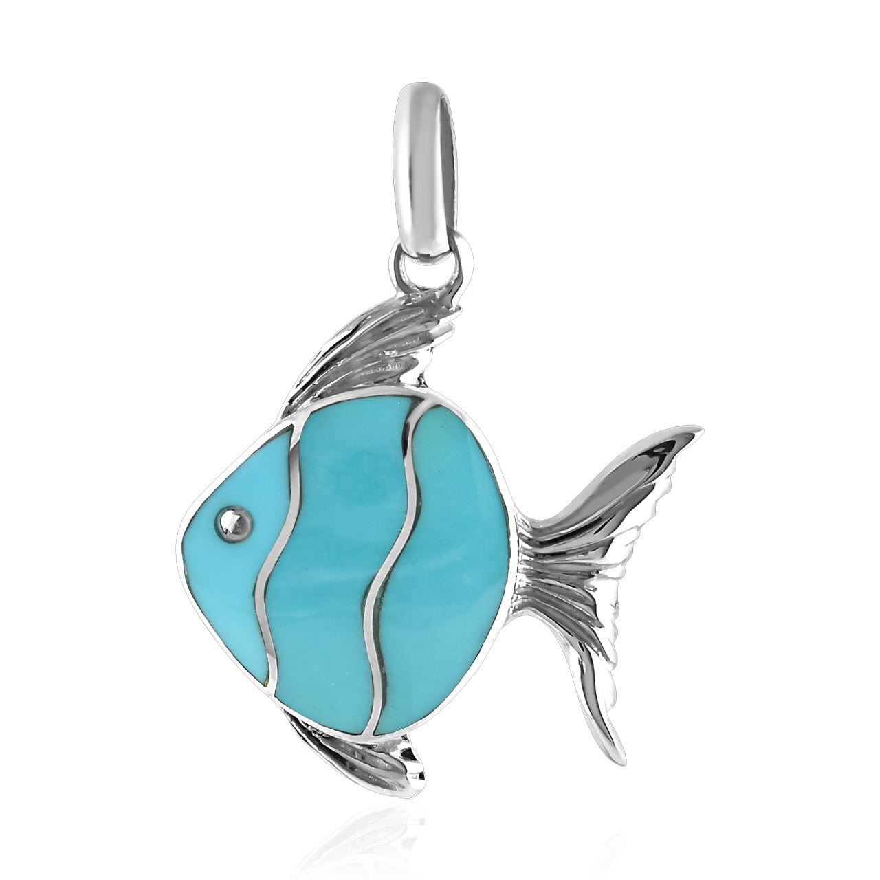 Colgante con forma de pez con incrustaciones de piedras preciosas encantadoras de Starborn en plata de ley