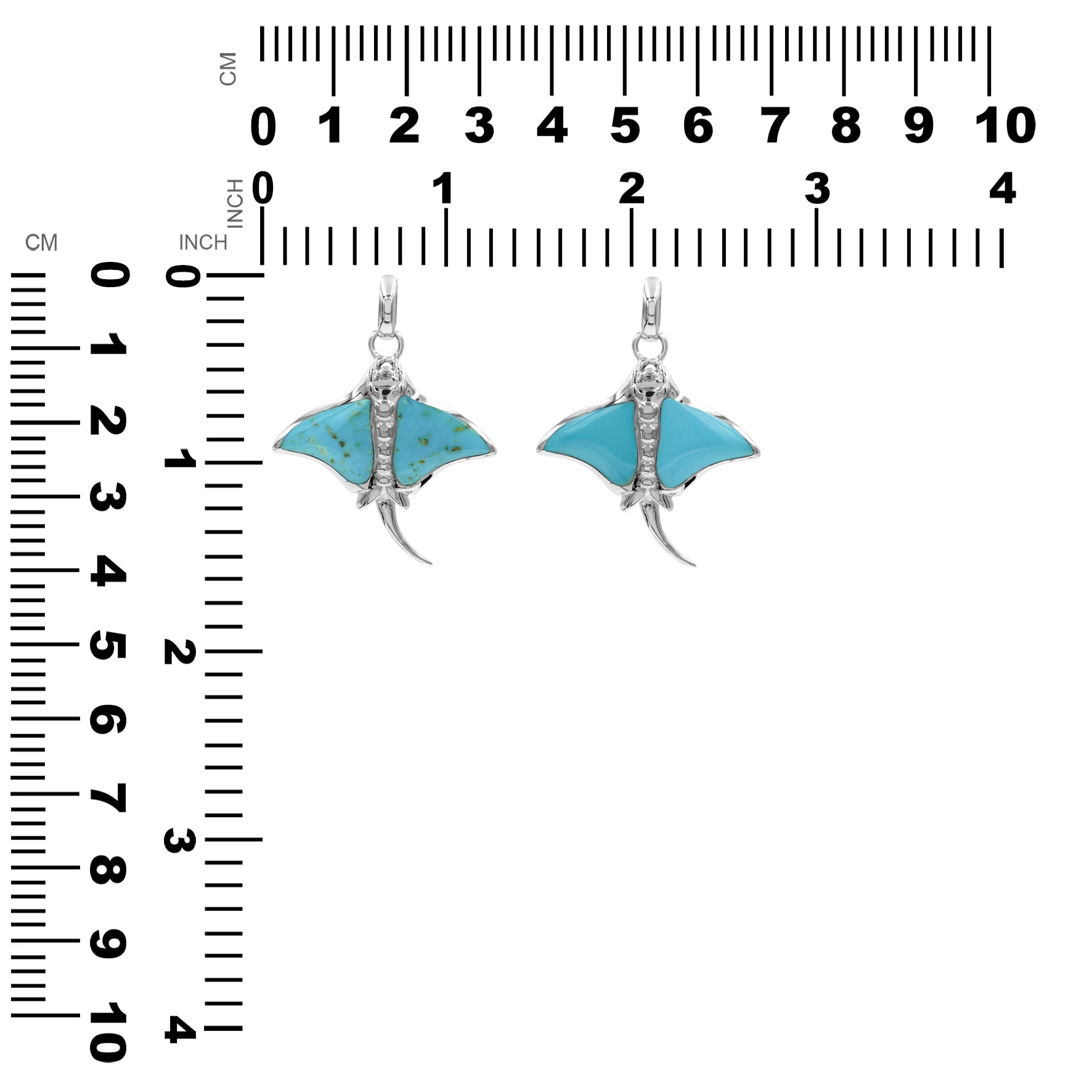 Starborn Manta Ray Turquoise Pendant in Sterling Silver